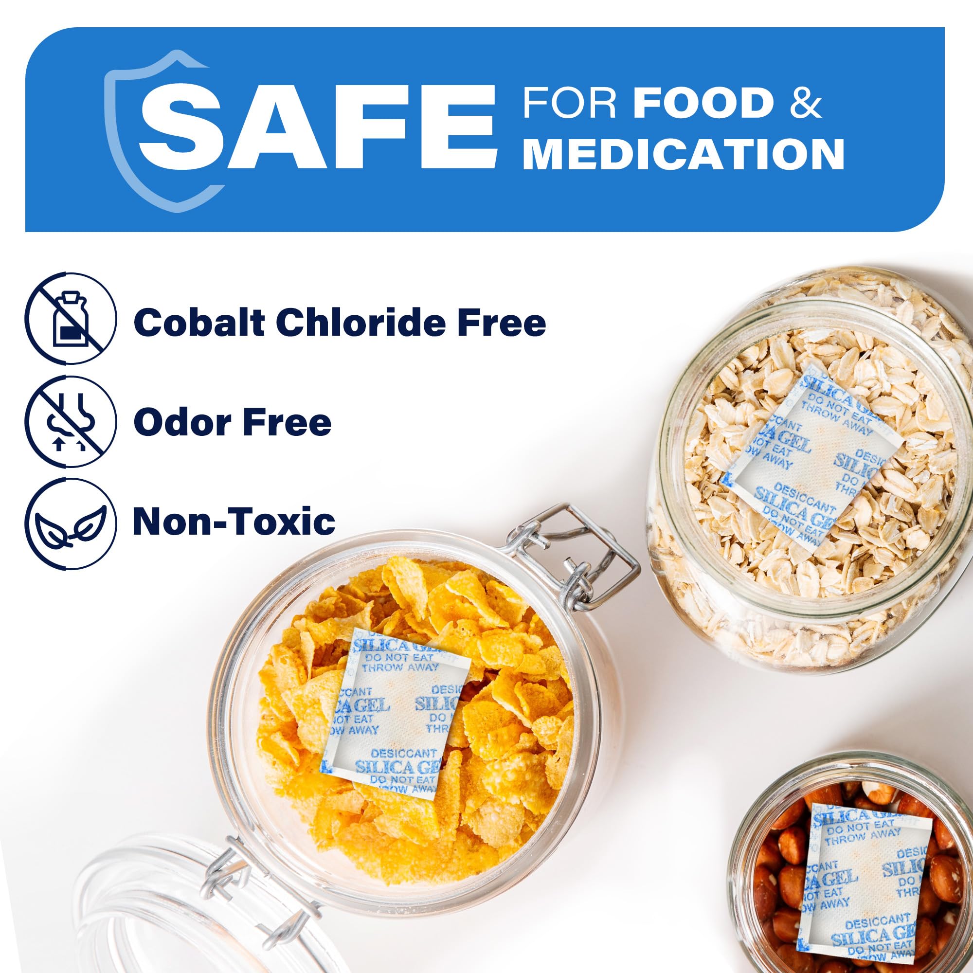 LotFancy Silica Gel Packets, 5 Gram 60 Packs Rechargeable Desiccant Dehumidifiers Packets, Moisture Absorber Drying Bag with Orange Indicator, Non-Toxic, Odorless