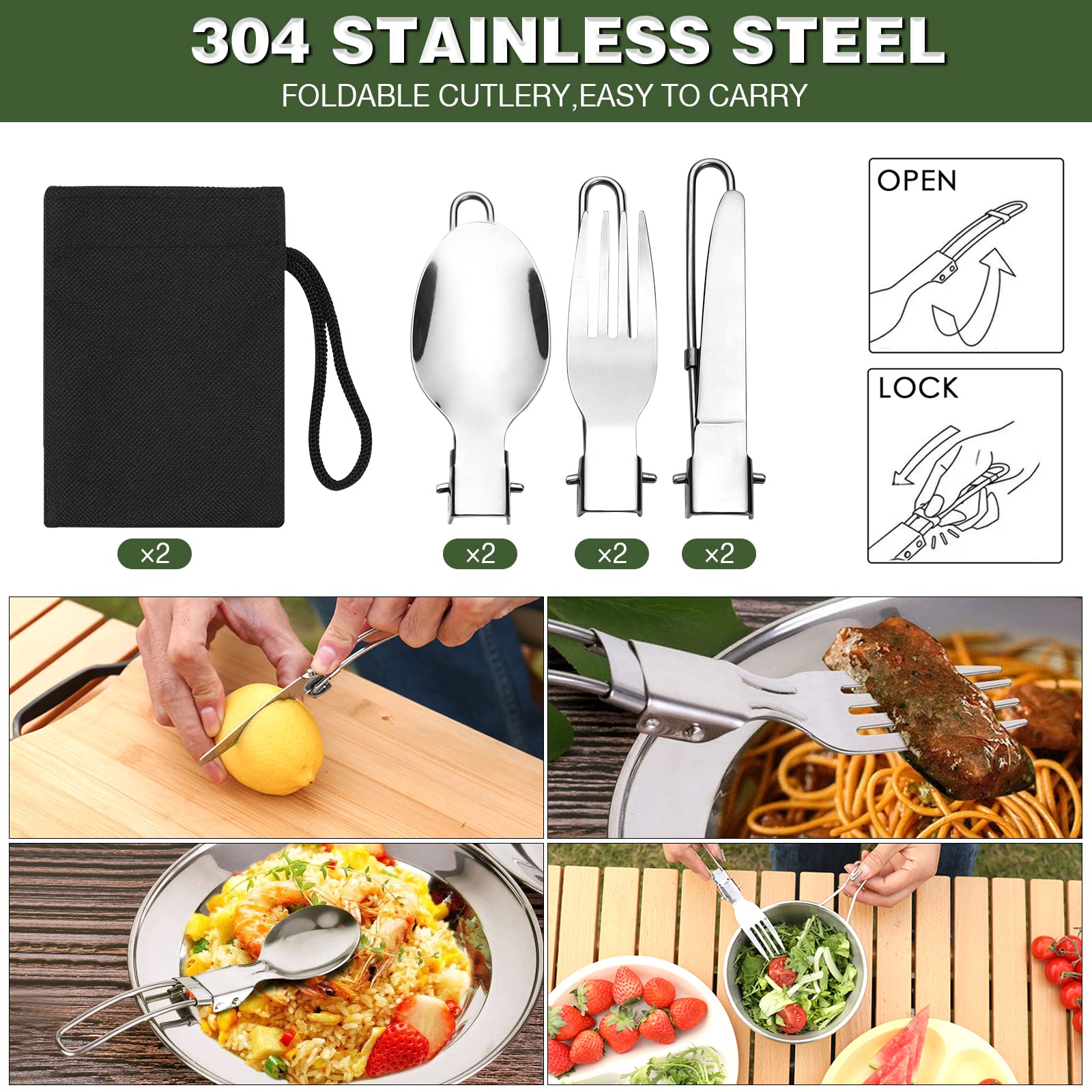 Kit de Casseroles Camping,Multi-PCS,Camping Poêlé en Aluminium Durable,Portable 2-3 Personnes Casseroles Camping Set avec Assiette Bol Ustensiles de Cuisine pour Pêche,Outdoor,Randonnée