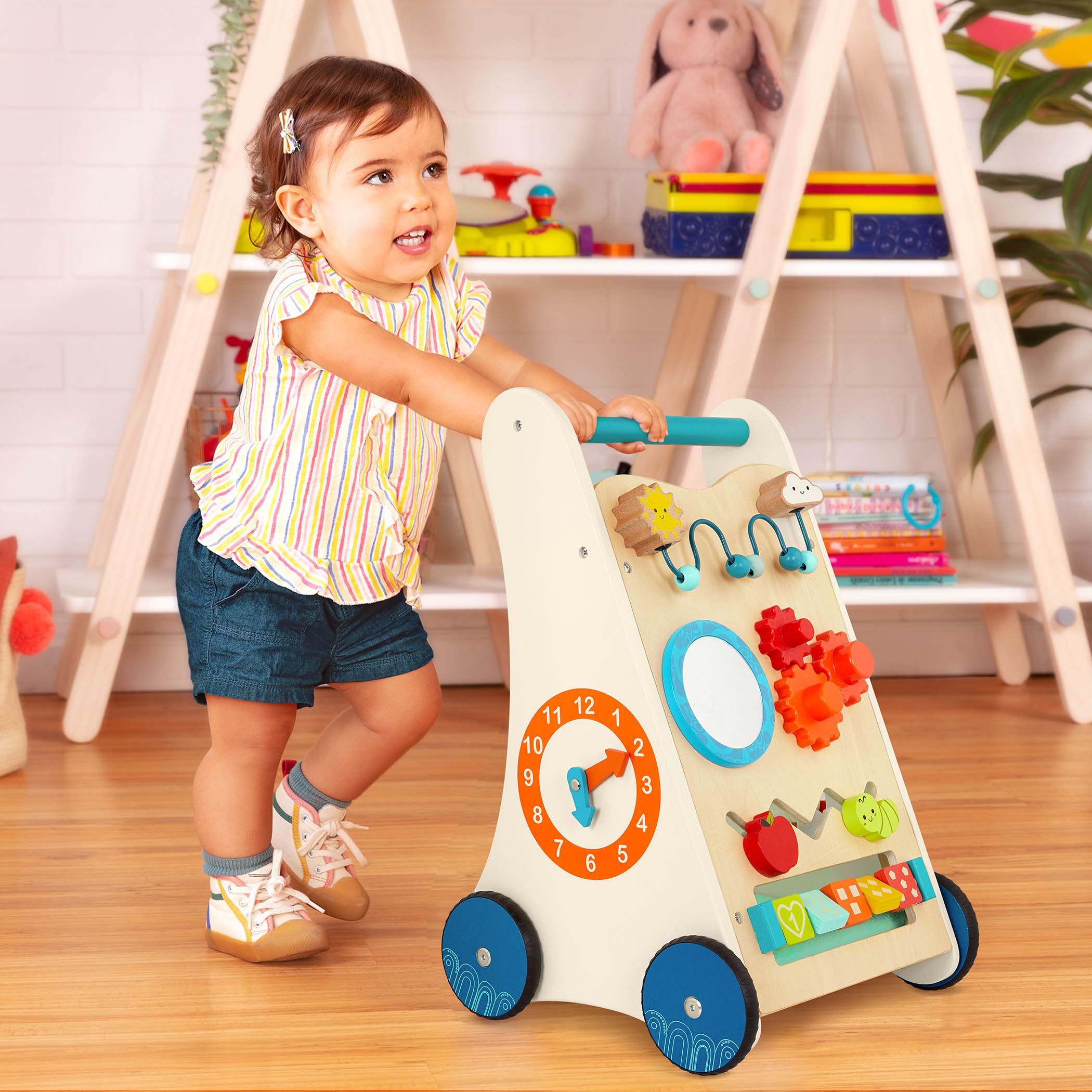 B. toys - Kleine Lernschritte - Activity Walker aus Holz - 7 Bildungsaktivitäten - Lern- und Laufspielzeug für Kleinkinder, Kinder - Stehen, Schieben, Gehen - 1 Jahr +