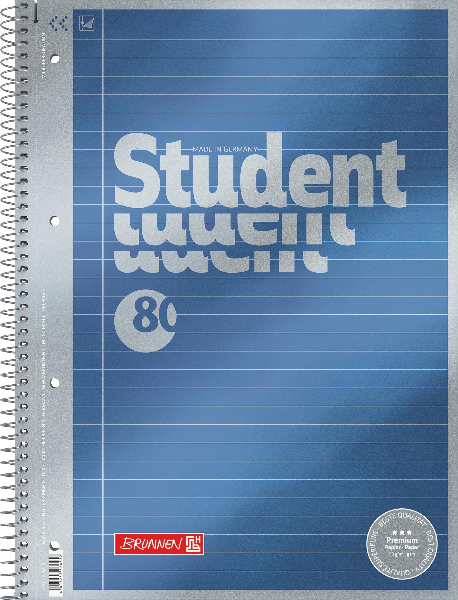 1067141 Notebook/Notepad Student Premium Set Treated Cover with Metallic Effect A4 Lined 80 Sheets 90 g/m²