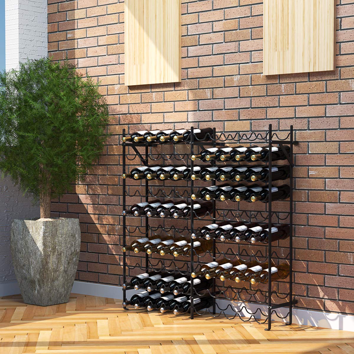 COSTWAY Cantina Portabottiglie in Metallo, Scaffale Espositivo per Vino Stabile Senza Oscillazioni, Porta Vino a 10 Ripiani per 100 Bottiglie, per Bar, Cantina e Sala da Pranzo, 98 x 25,5 x 100 cm