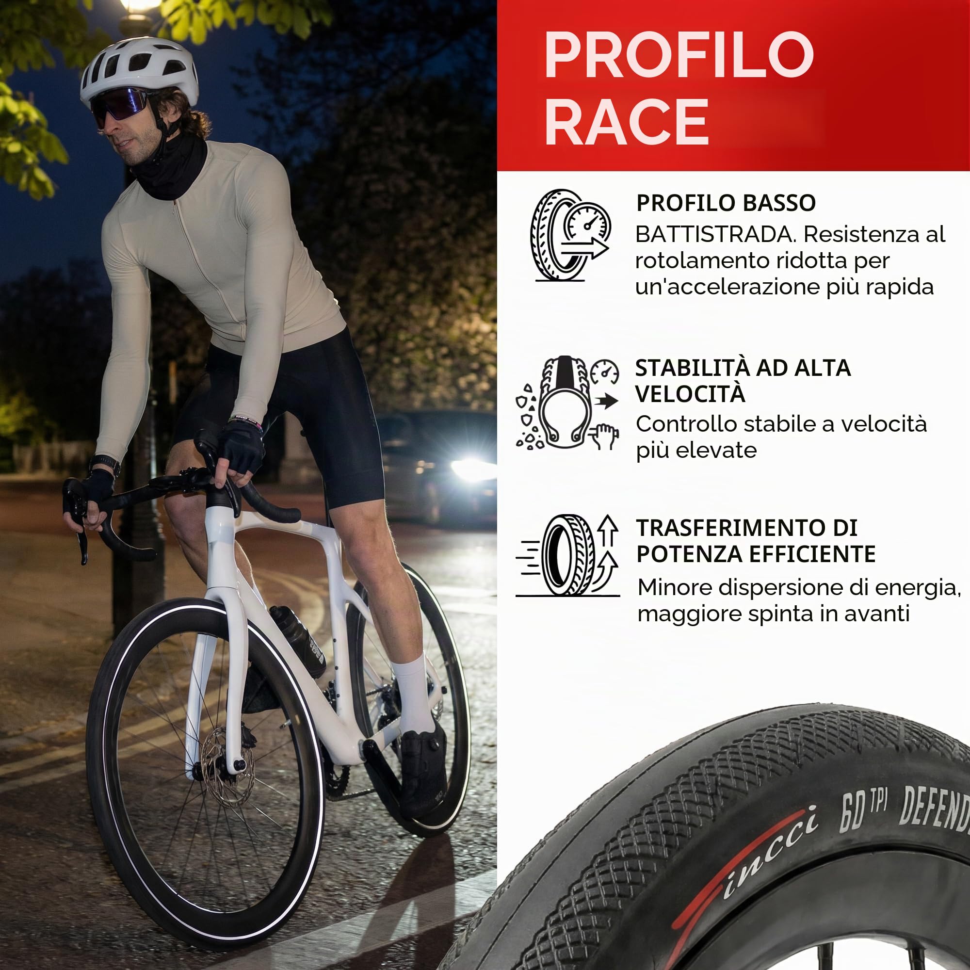 Fincci Copertone Bici 700x28 28-622 Pieghevole con Banda Riflettente Lv3 | Copertone Bici 700x28c con Protezione Antipuncture Lv3 e Pressione 80-110 PSI per Copertoni Bici 28 - Set da 2