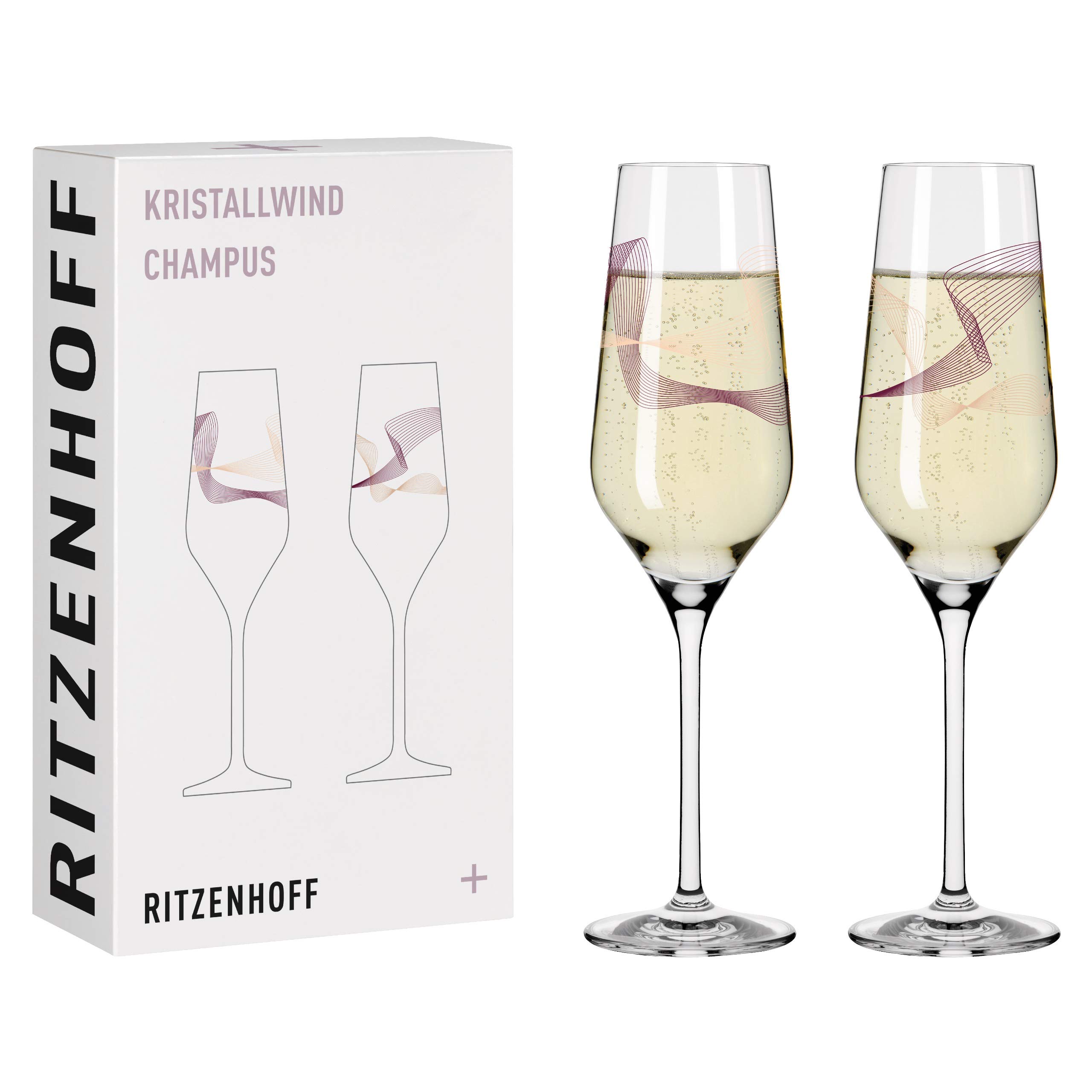 Ritzenhoff 6141004 Flûte à champagne 200 ml - Série Celebration Deluxe Set n° 4, 2 pièces avec or véritable - Made in Germany