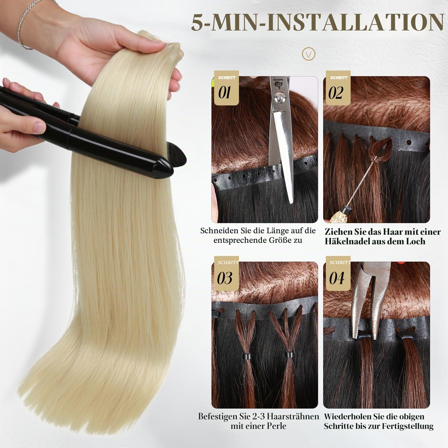 Wignee 18-Zoll-2-Teiliges Blondes Echthaar Mit Schmetterlingseinschlag | OVO Remy-Echthaar, Aschblondes Highlight, Gebleichtes Blond, Nahtloses Highlight Mit Handgebundenem, Unsichtbarem Mikroloch