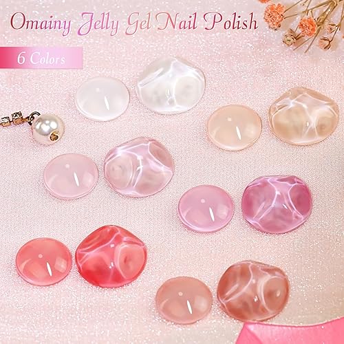 Miniatura 3 de Croitout Juego de esmaltes de uñas de gel de gelatina transparente, color nude, rosa, blanco, juego de esmalte de uñas transparente, juego de
