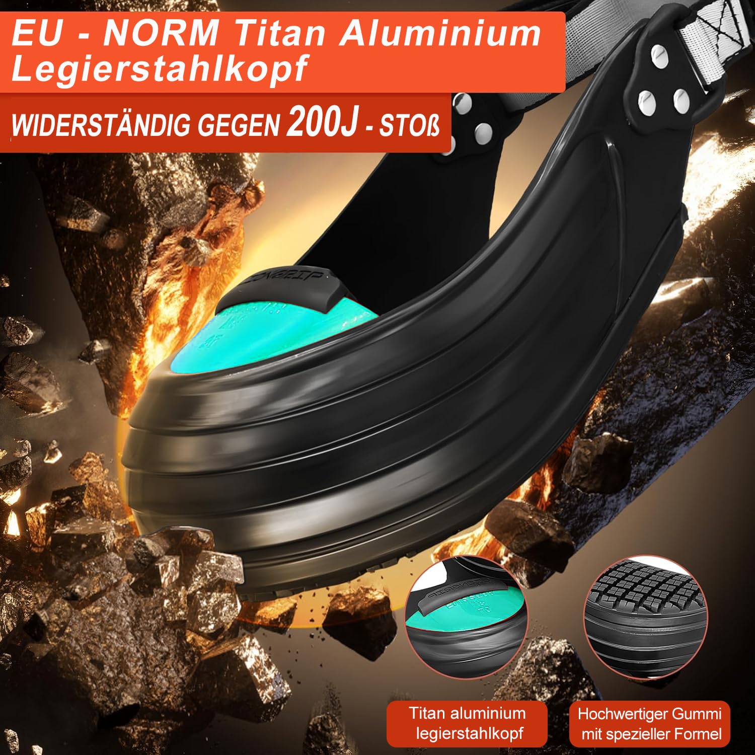 Copriscarpe di sicurezza con protezione per le dita in acciaio: ultraleggero in lega di titanio, antiscivolo, resistente all'olio (FO) e resistente agli acidi/alcali, per lavori industriali. XL (41-44