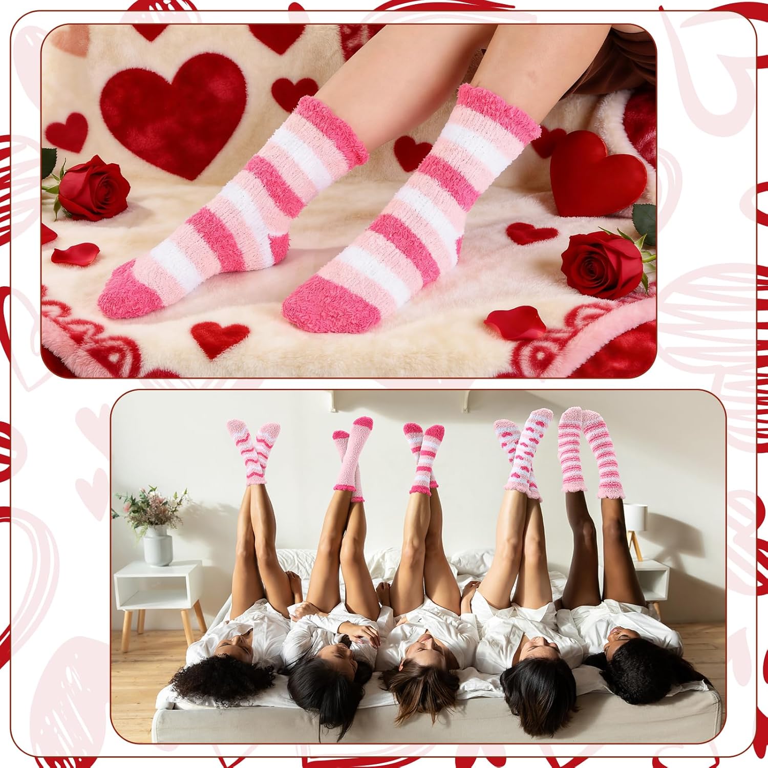 30 Pcs Galentine's Day Pink Gift Valentine‘s Day Party Supplies for Women Includes Cups Fuzzy Socks Hair Scrunchies Hair Clips Straw Caps Greeting Cards for Party Favors Gifts