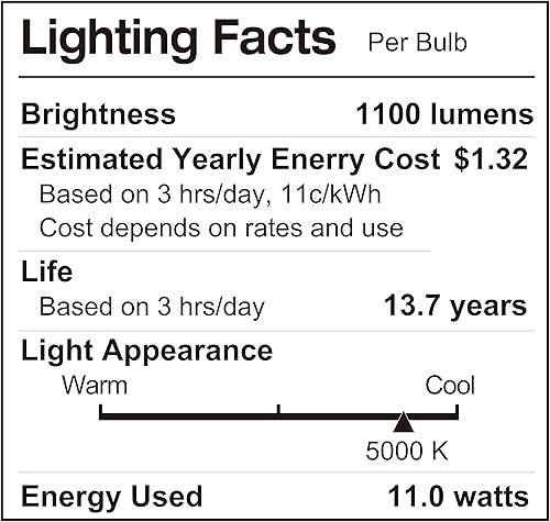 Miniatura 2 de LUNO Bombilla LED A19 no regulable, 11 W (equivalente a 75 W), 1100 lúmenes, 4000 K (blanco neutro), base media (E26), certificado UL (paquete de 6)