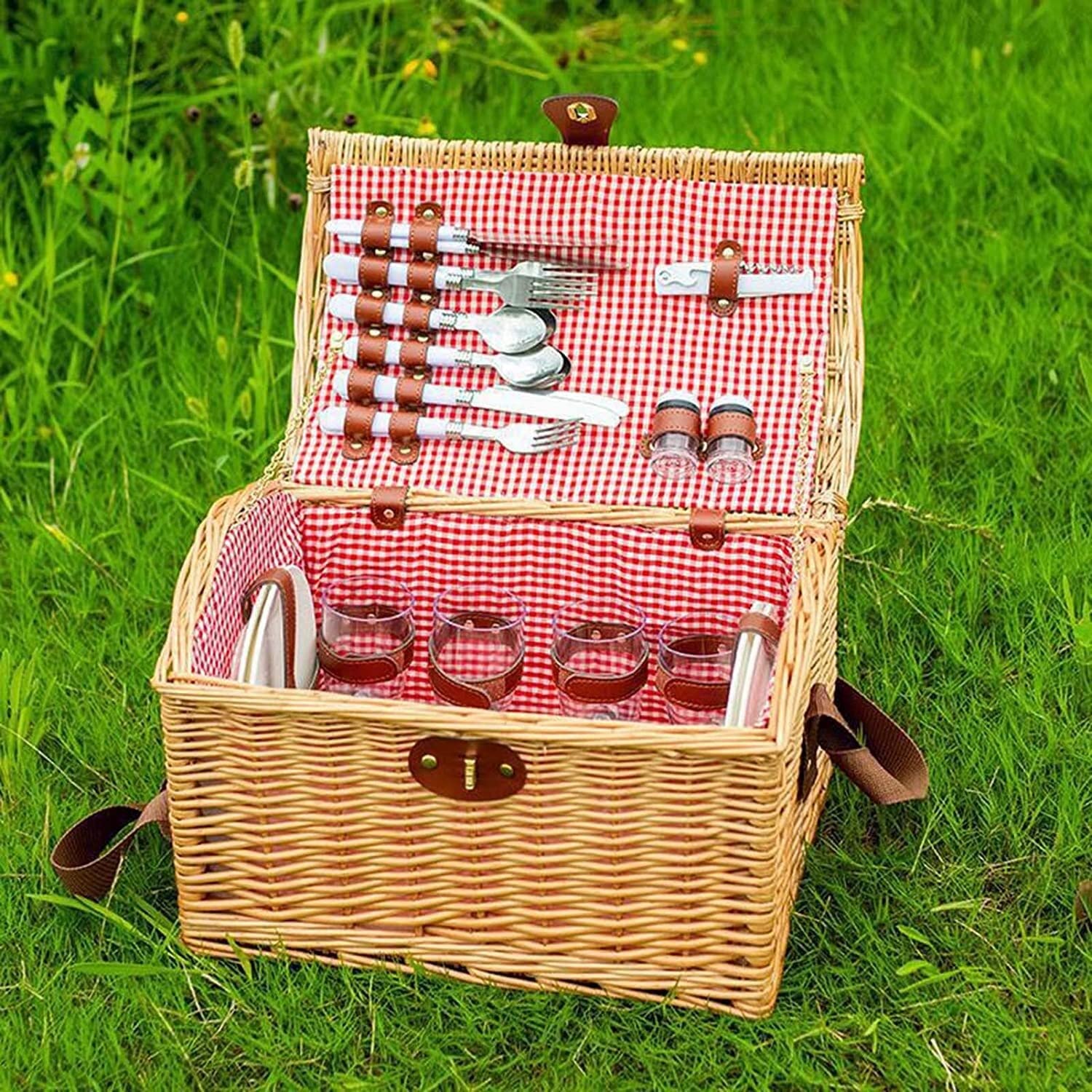 Piknikowy Kosz Willow Hamper Zestawy Koszyków Z Naczyniami Sztućce Idealne Na Piknik Ręcznie Robione Z Wyściółką Zmywalną Kosz Piknikowy Na Kemping