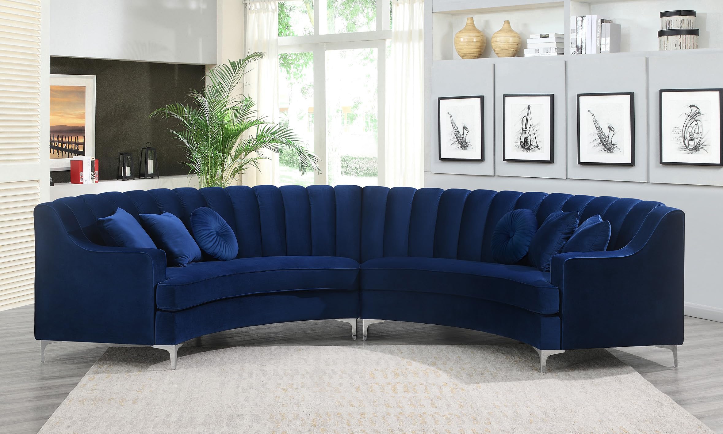 Legend Vansen L Semicircle Velvet Sofa 141 34 Oversized Sectional Curved Sofa for Living Room Office Apartment 1