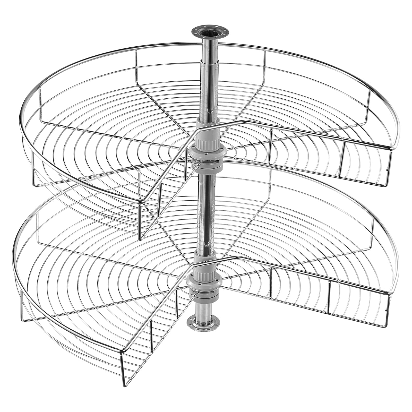 VEVOR Plateau Tournant pour Meuble d'Angle 71 cm 2 Niveaux, Tourniquet de Cuisine Rotatif à 360°, Étagère Pivotante pour Placard d’Angle Réglable en Hauteur, en Acier au Carbone, Rangement Cuisine