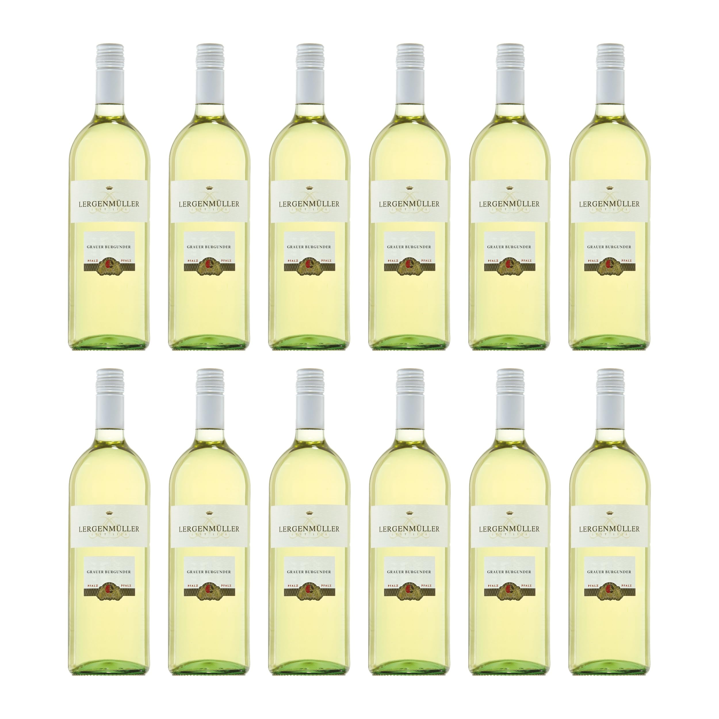 Lergenmüller Grauburgunder Liter Weisswein Weiss trocken Deutschland inkl. FeinWert E-Book (12 x 1 l)