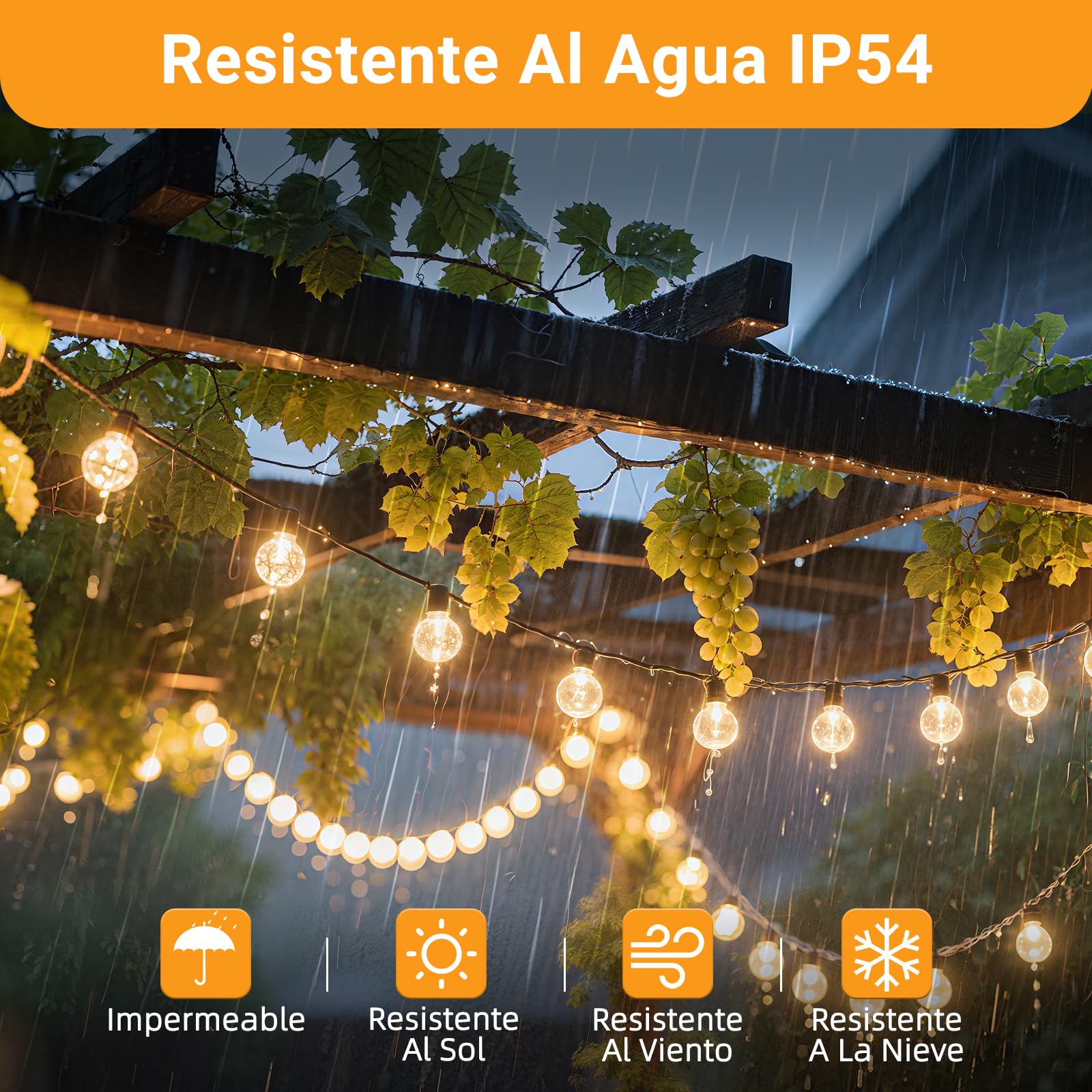 Paquete de 25 Bombillas de Repuesto G40 E12 LED 1W, Blanca Cálida 2700K, Bombilla Filamento G40 LED, 100LM, IP54 Impermeable, No Regulable, Bombilla Edison E12 para guirnalda exterior, jardín, Fiesta