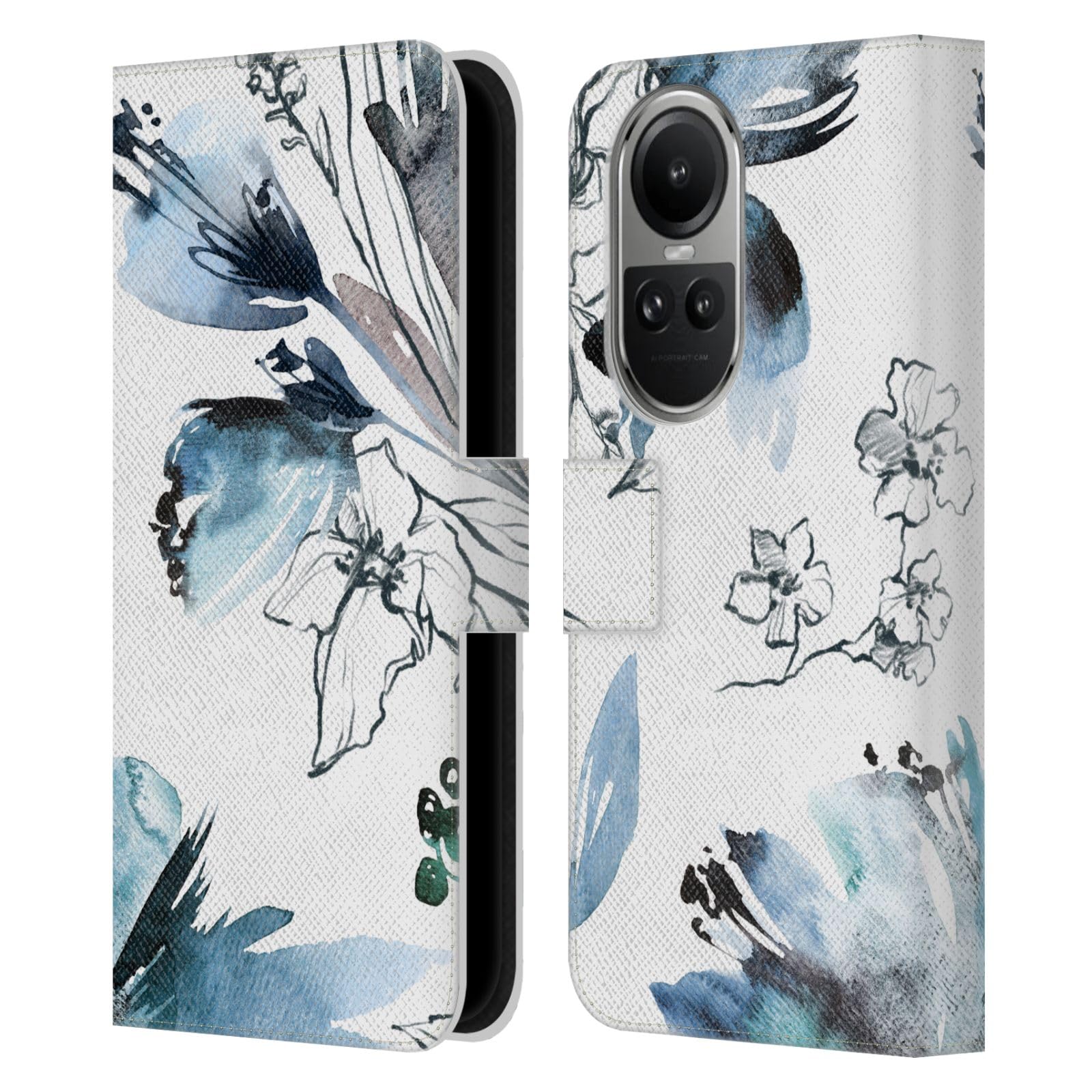 Head Case Designs Officially Licensed Haroulita Periwinkle Watercolour Leather Book Wallet Case Cover Compatible with Oppo Reno10 5G / Reno10 Pro 5G