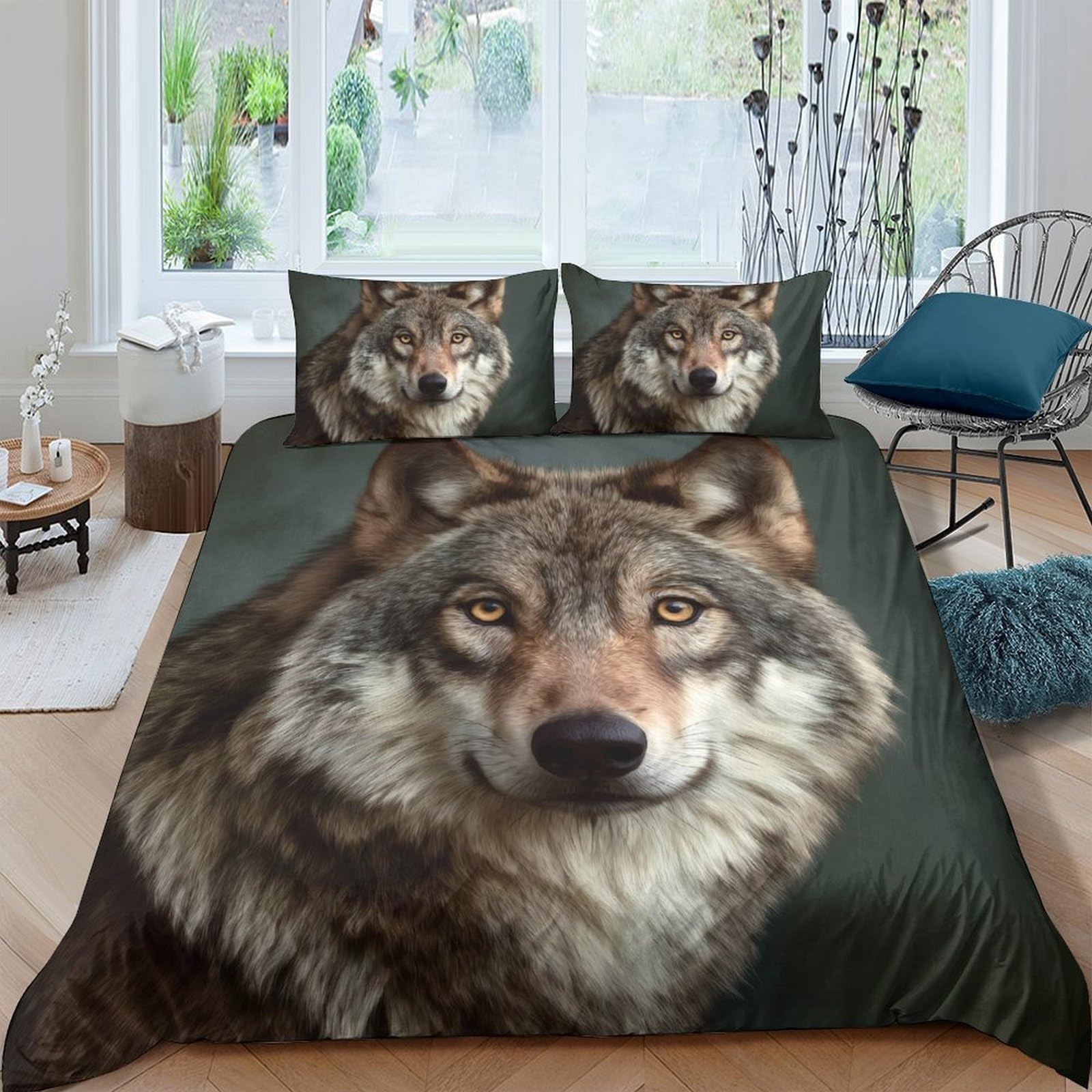 Ctjqhvkz Style-5 3D Printed Wolf Forest Fitted Sheet Microfiber Soft Breathable Animal Pattern Bed Cover For Bedroom Dorm Apartment Decor Single（135X200cm）