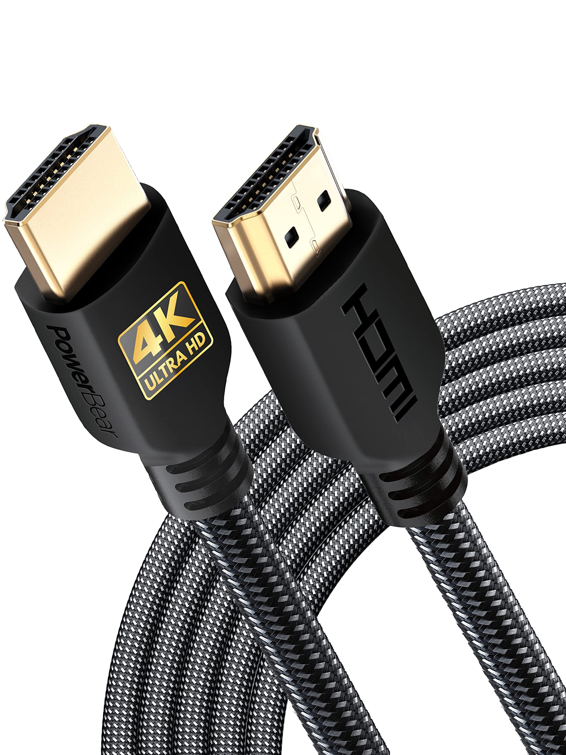 PowerBear 4K HDMI Cable 6 ft | High Speed Hdmi Cables, Braided Nylon & Gold Connectors, 4K @ 60Hz, Ultra HD, 2K, 1080P, ARC & CL3 Rated | for Laptop, Monitor, PS5, PS4, Xbox One, Fire TV, & More — Amazon image 12