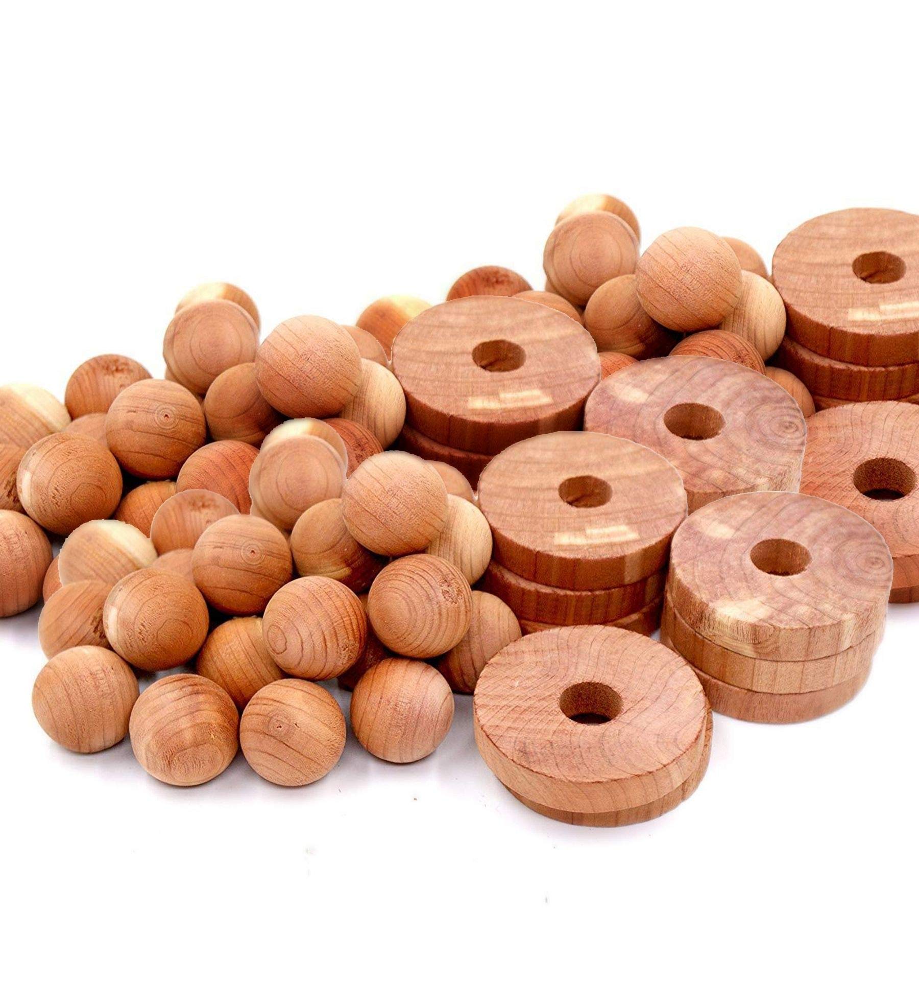 Cedar Home 10 Pieces Balls & 30 Pieces Rings - Blocks for Clothes Storage - Moth Repellent & Closet Freshener - 40 Pieces