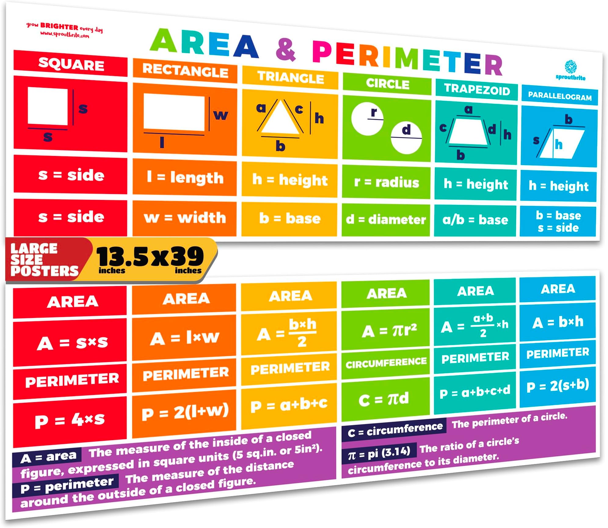Sproutbrite 2 Pack 13 5 X 39 Educational Geometry Math | Desertcart Denmark
