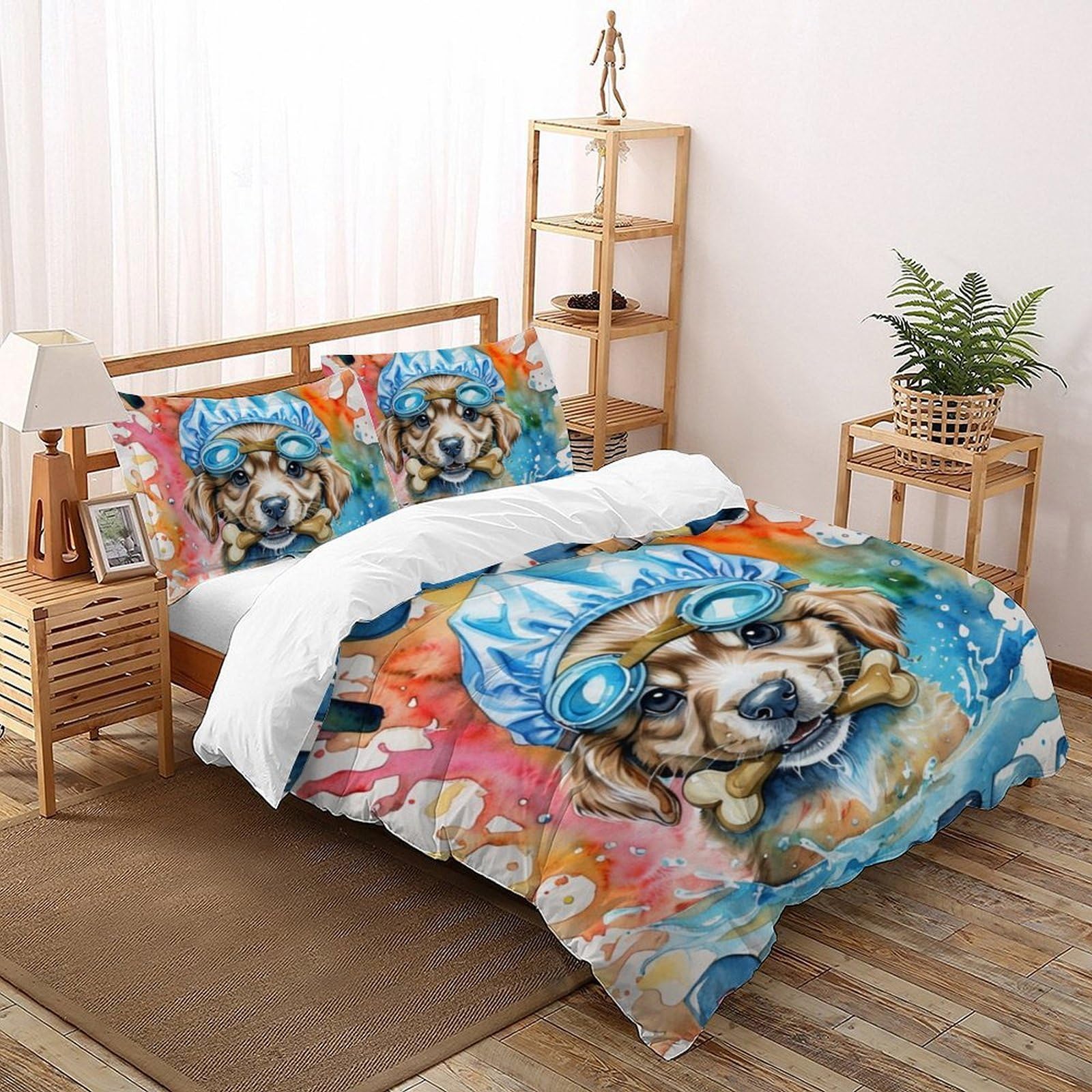 Housse de couette 3D enfants 200x200 cm avec taie d'oreiller zippée