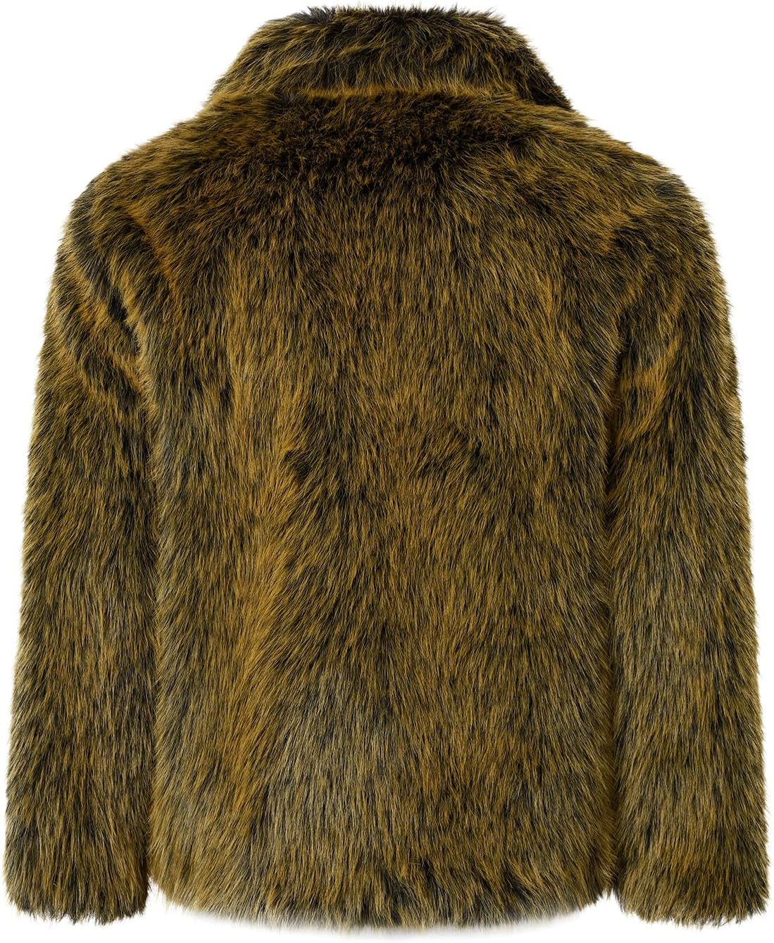 FANARCHER Men's Winter Faux Fur Coat Fluffy Jacket Turn Collar Luxury Overcoat Long Sleeve Parka Fleece Furry Outwear - Image 4