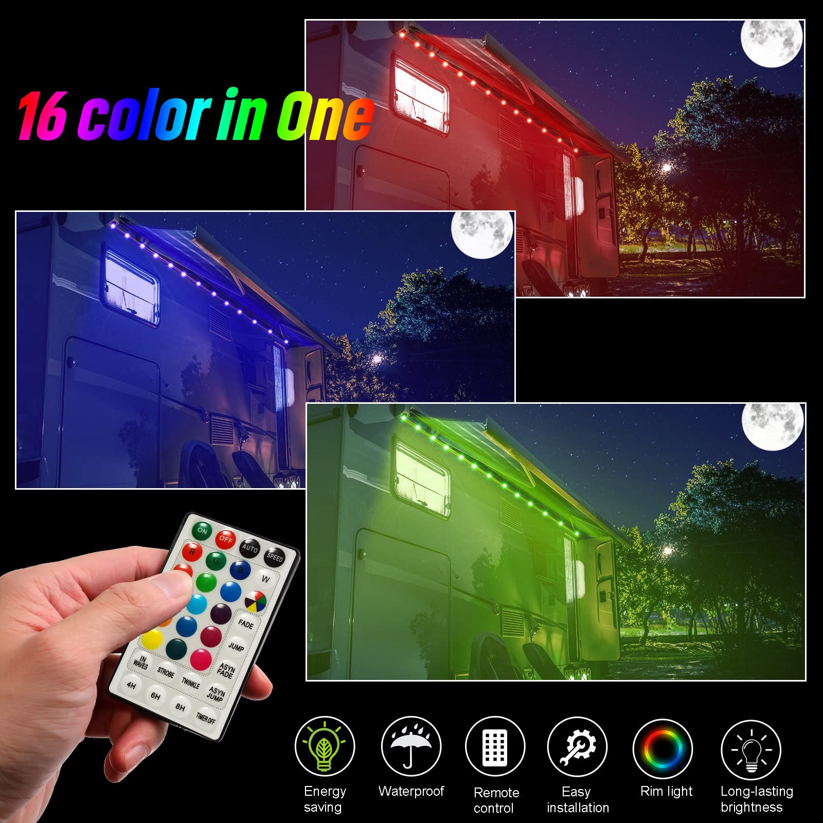 Snapklik.com : LED RV Lights, 16.4Ft Remote Control RV Awning Lights ...