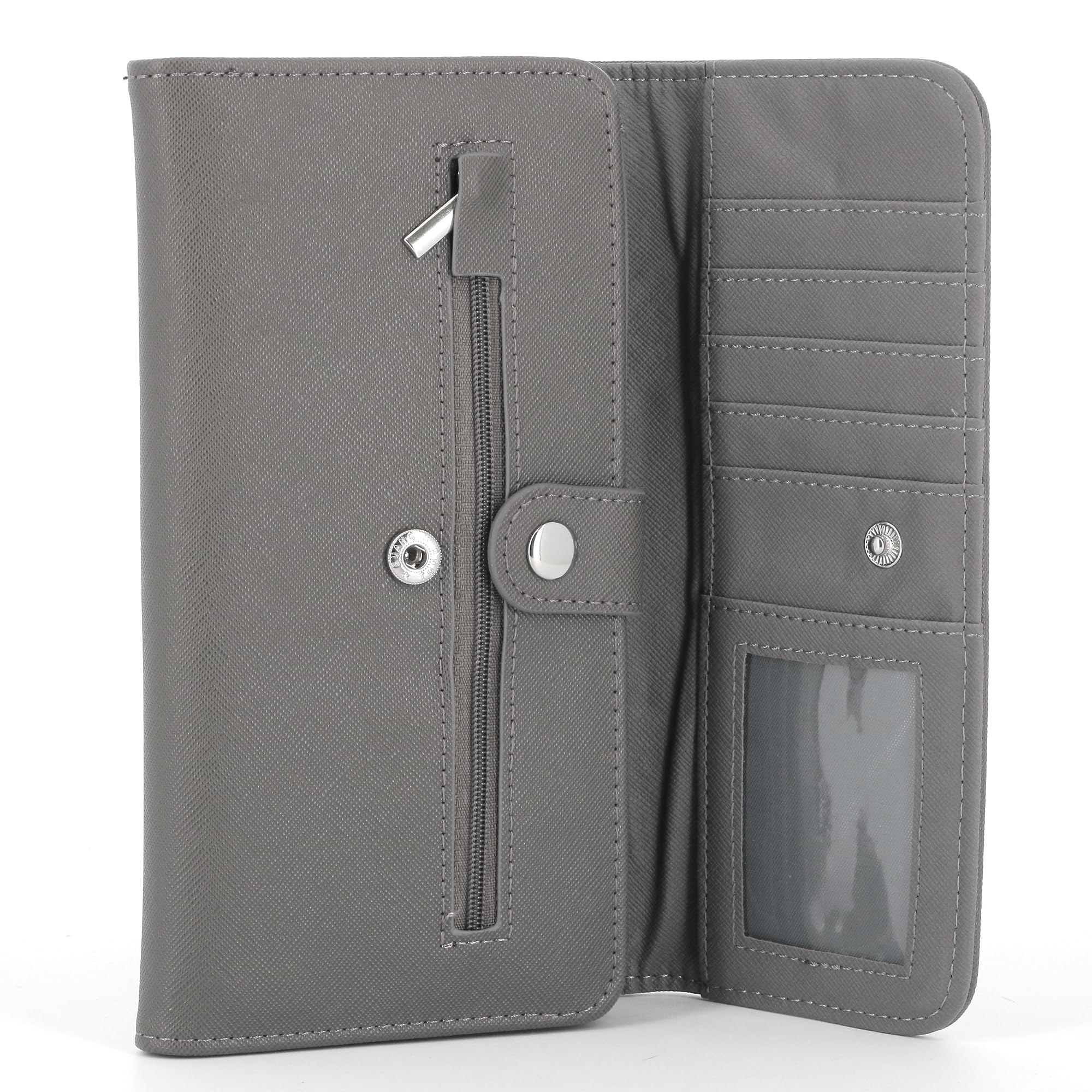 flora & co Portefeuille Femme Rabat Tout-en-Un - Porte-chéquier avec Porte-Cartes et Monnaie 3 en 1 - Compagnon Zippé 3 Volets Grande Capacité Fourre-Tout - Original Mode Tendance - Taupe Foncé