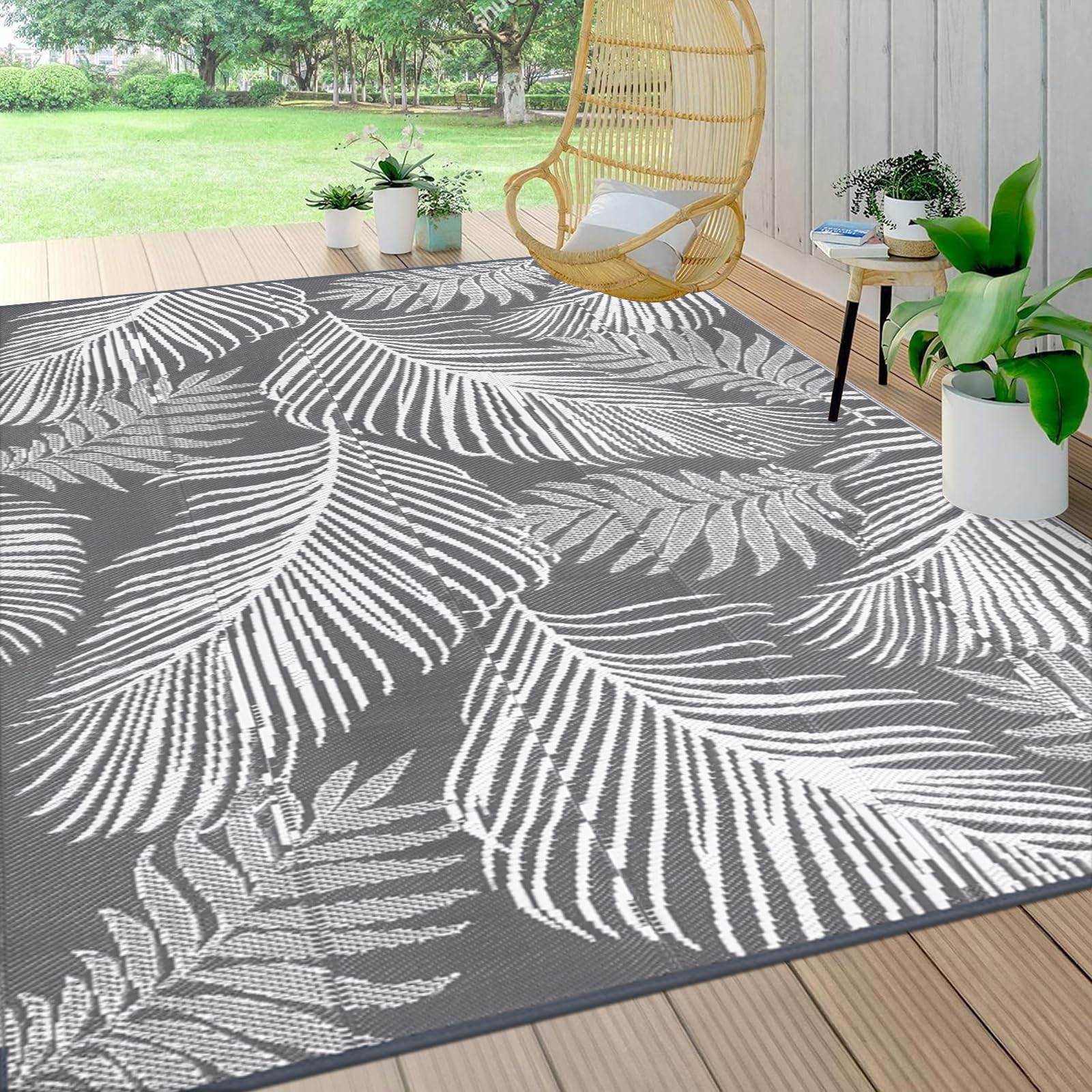 Snapklik.com : Waterproof Outdoor Rug 8x10, Reversible Plastic Straw ...