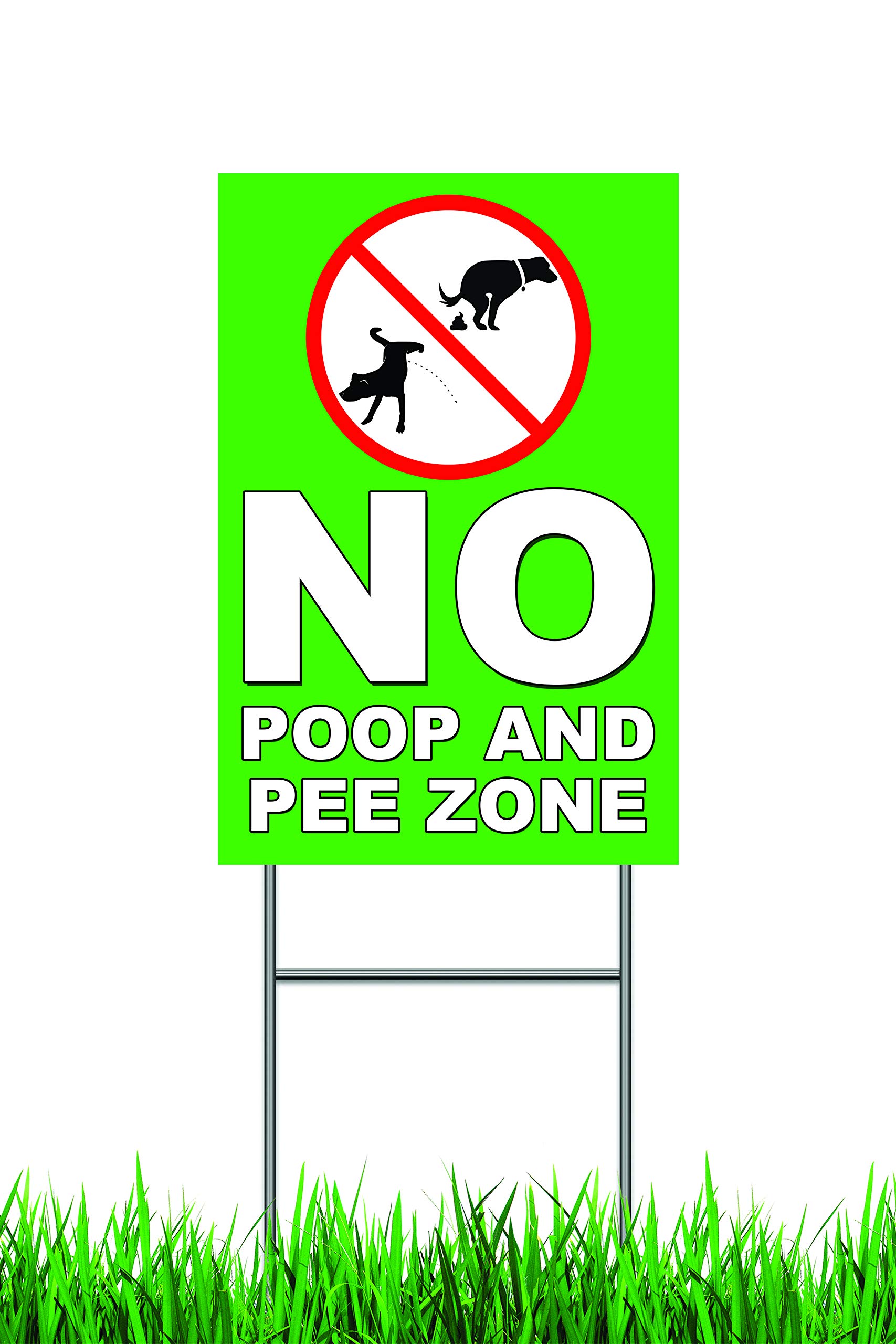Patriot Wholesale DirectNo Poop and Pee Zone Yard Sign - Double Sided 8x12 with Metal H-Stake No Dog Pooping Sign