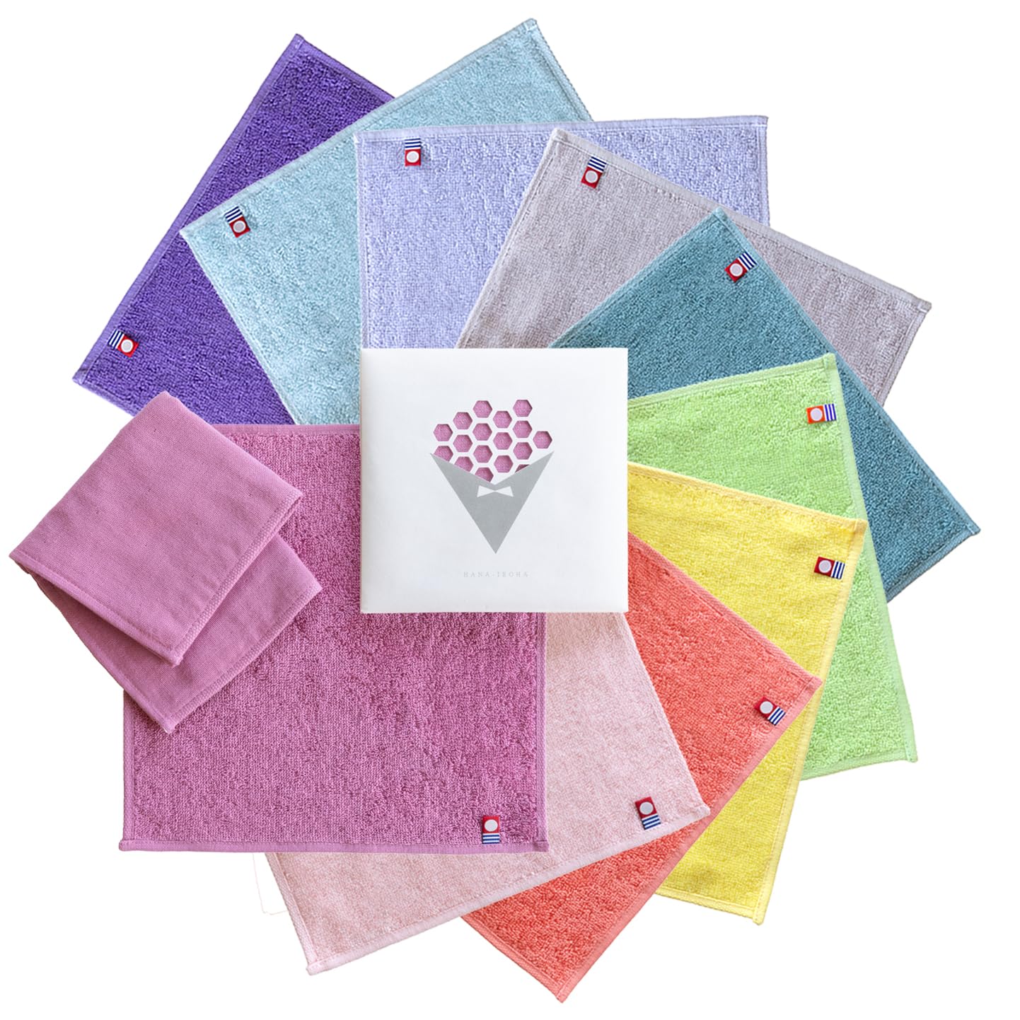 Imabari Towel Hanairo Handkerchief Set of 10 Cotton Gauze 10x10in Japan