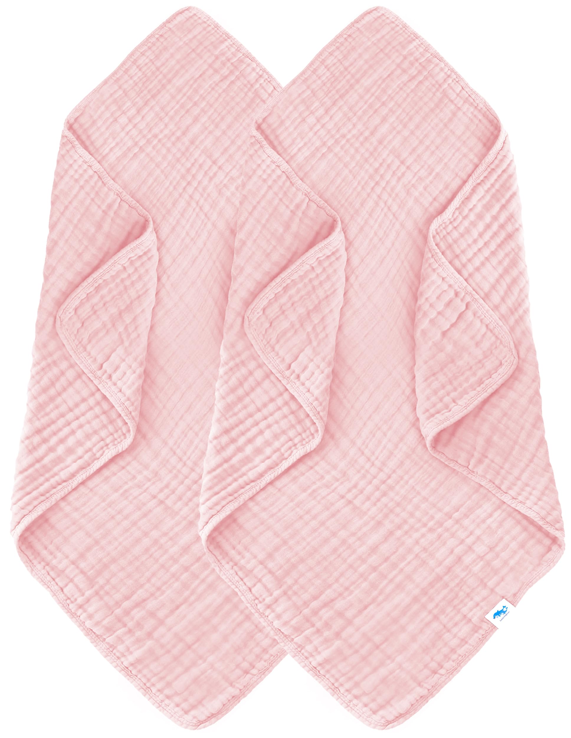 SWEET DOLPHIN Muslin Baby Bath Towels Blanket - 2 Pack 100% Cotton Towel for Babies, Infants, Toddlers - 40x40Inch - Highly Absorbent, Pink