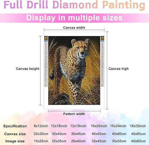 Miniatura 3 de Pintura de diamantes 5D para bricolaje, pintura de diamantes para adultos, pintura de diamante de guepardo con diamantes redondos para regalo, arte