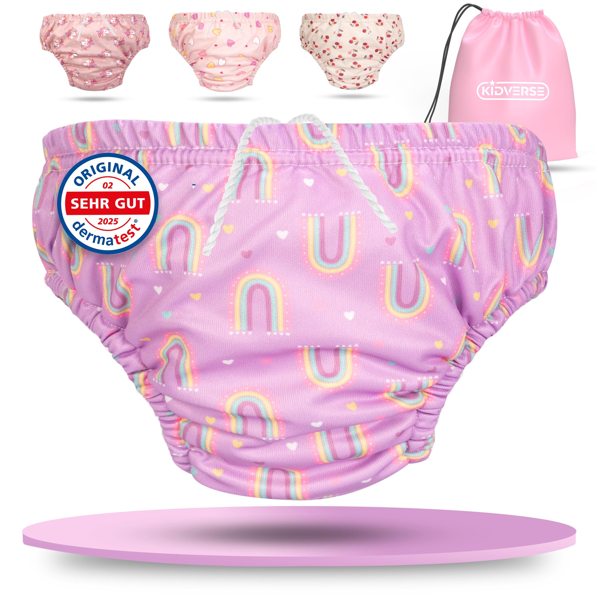 KIDVERSE Schwimmwindel Baby Badehose ab 6 bis 12 Monate - Hautfreundliche Schwimmwindeln wiederverwendbar & saugstark - Badewindel Baby Schwimmhose inklusive Tragetasche
