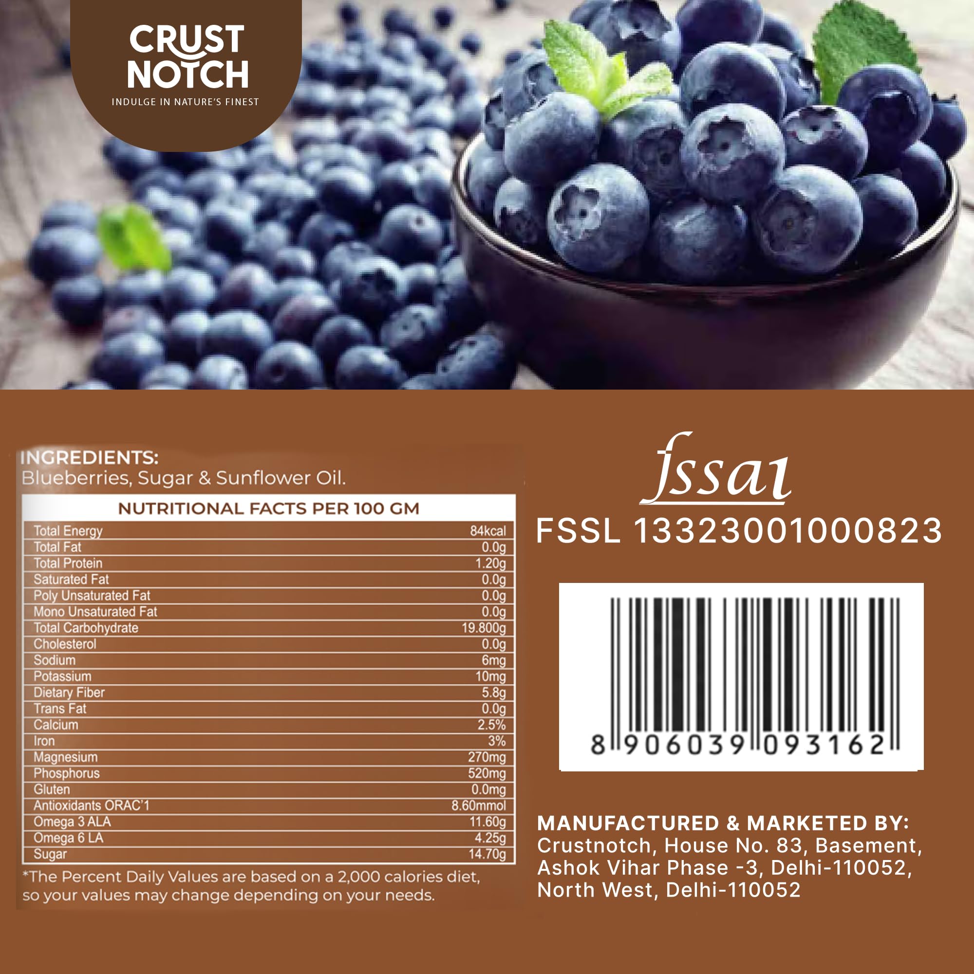 CrustNotch Blueberries -Finest Variety of Berries | Bursting with Flavor | Packed with Antioxidants | Healthy & Tasty Whole Dried Blueberries | Rich in Calcium & Vitamin K-250GM - Image 2 thumbnail