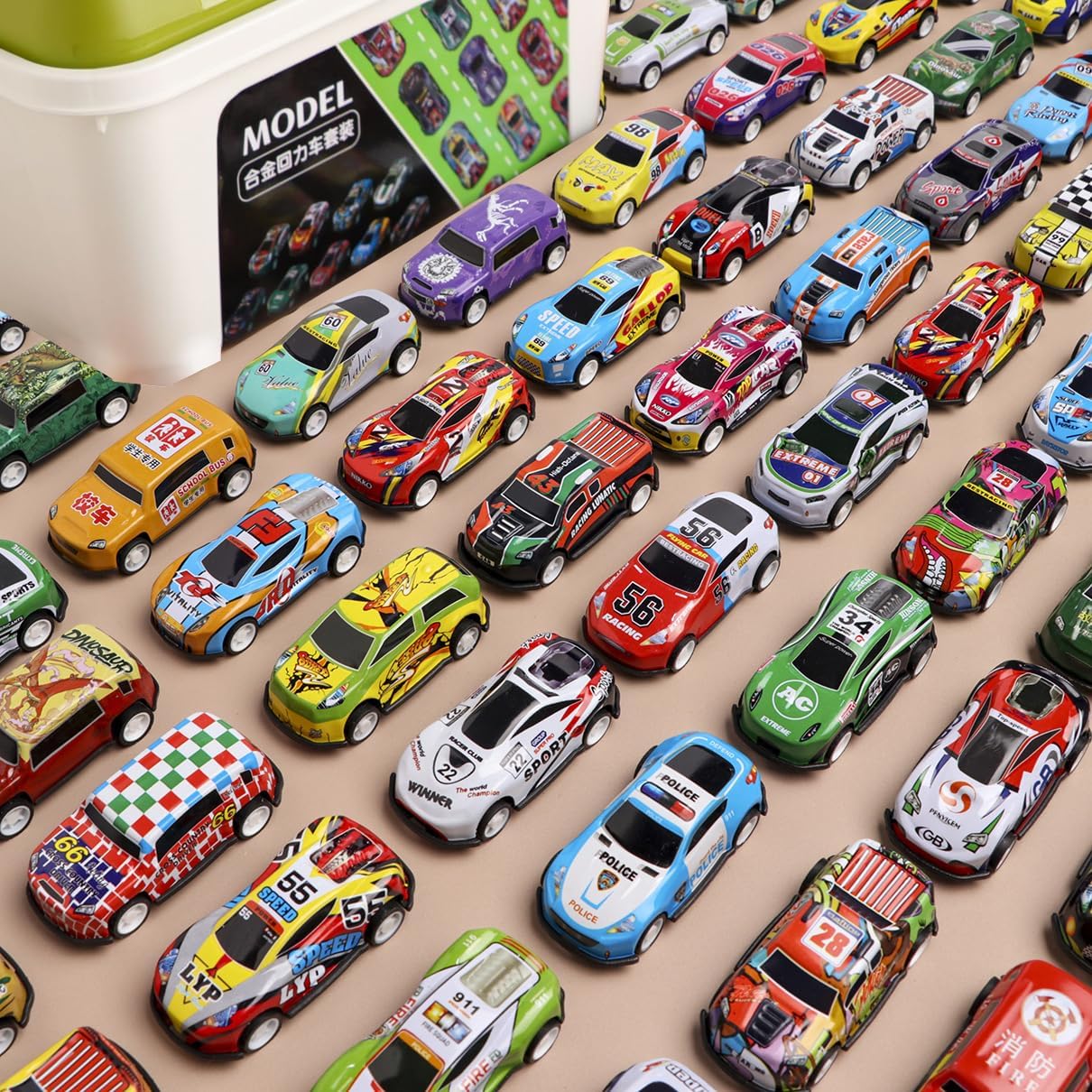 AM ANNA 50 Pack Pull Back Toy Cars, Mini Race Cars Vehicles,Toy Cars with Storage Box,Party Favor Cars Toys, Goodie Bag Stuffers, Toys for Boys Girls Toddlers 3,4,5,6.7 Years Old