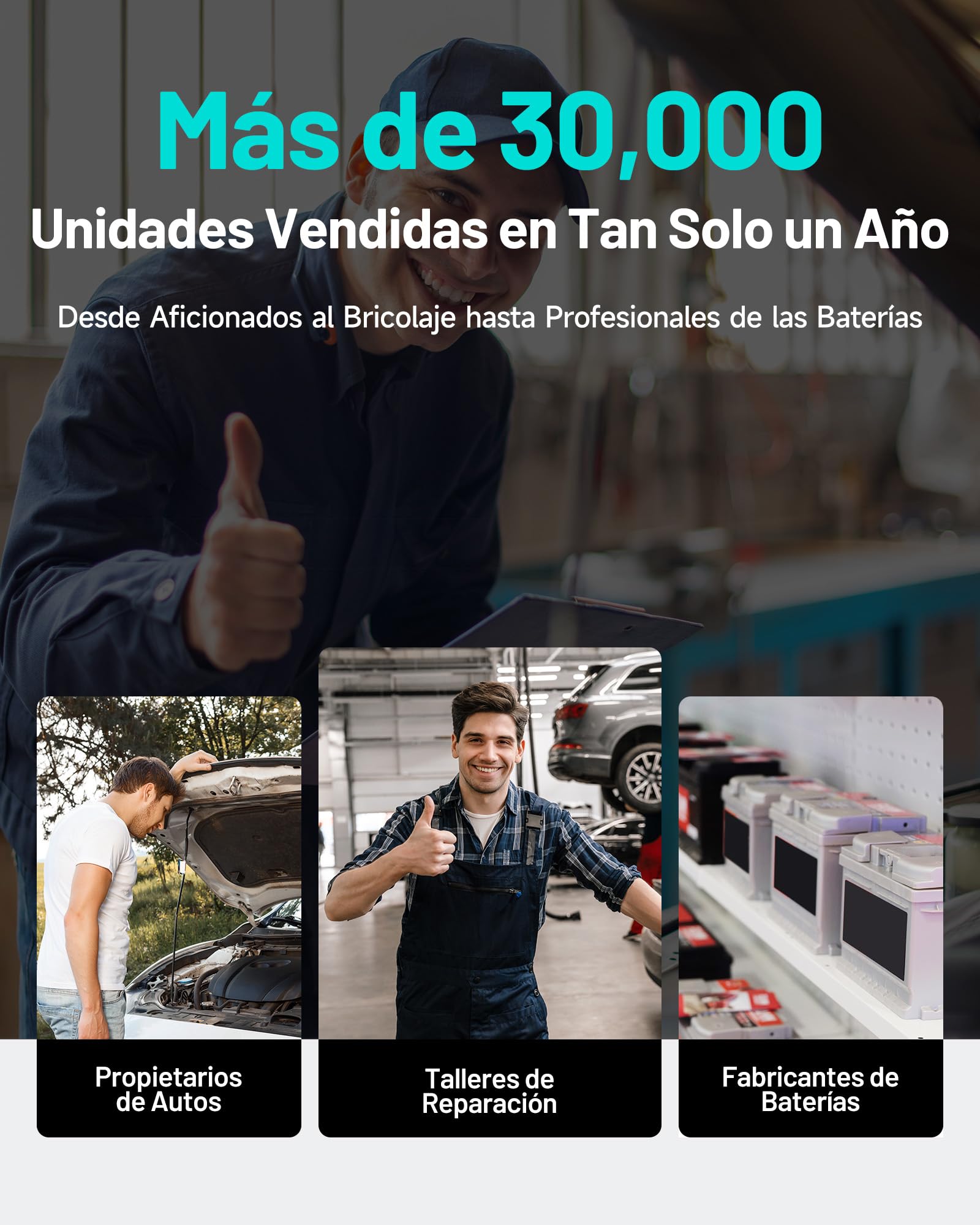 TOPDON BT200 Comprobador de Baterías de Coche, 12V 24V Comprobador de Baterías 100-2000CCA, con prueba de batería, prueba de arranque y prueba del sistema de carga para coches, motos, barcos, SUV