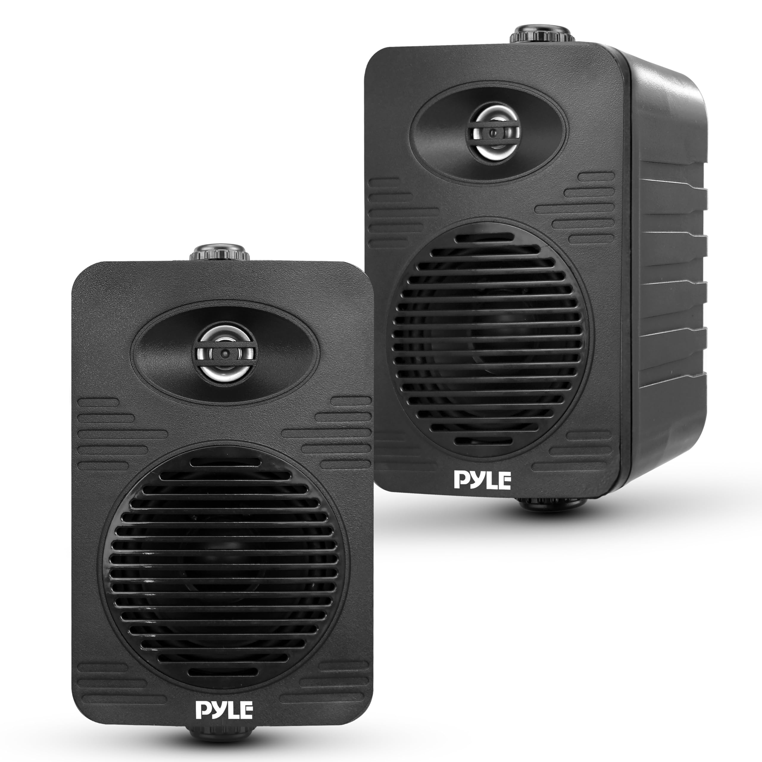 Pyle Paire d’Enceintes Intérieur/Extérieur – Système Audio Étanche 2 Voies 102 mm, 300 Watts, Tweeter en Polymère Haute Sensibilité 12,7 mm – Noir