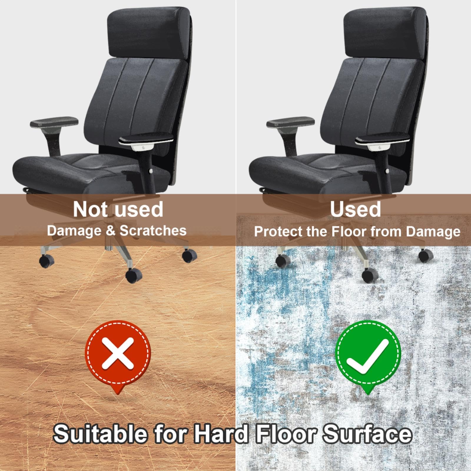 Bürostuhlmatte 120 x 150 cm, Bodenschutz für Bürostuhl, rutschfest