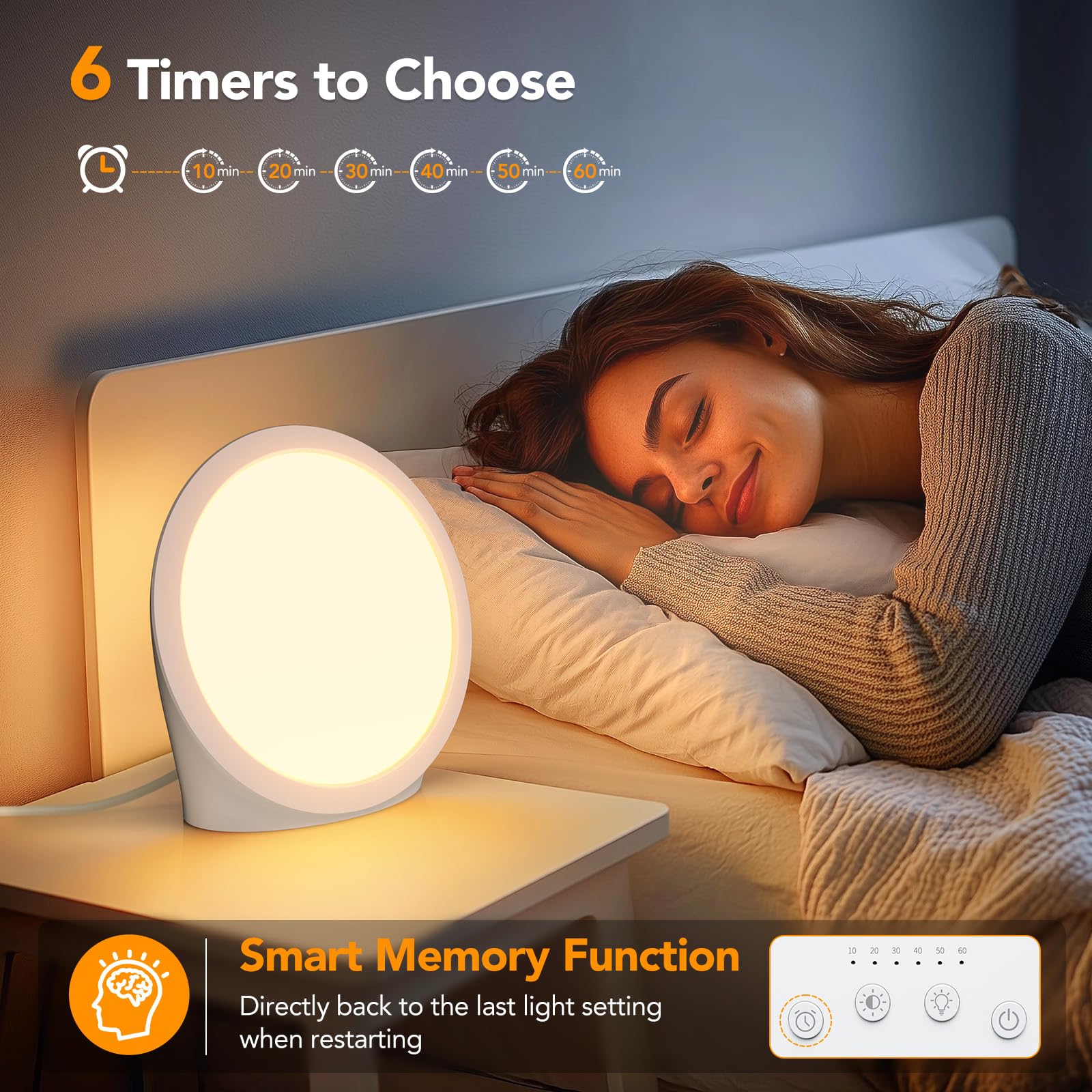 Lampada di Luce Diurna 10000 Lux UV-Free con 3 Temperature di Colore, 5 Livelli di Luminosità, 6 Timer e Funzione di Memoria, Lampada luce Diurna per Casa Ufficio