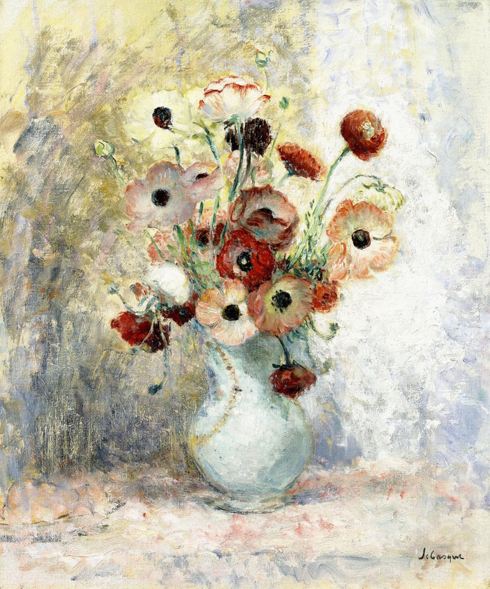 SERENDIPITP Vintage Wall Art Canvas Nordic Poster Canvas Print Picture Bouquet of Anemones by Henri Lebasque Wall Art Poster for Home Decor 60x90cm