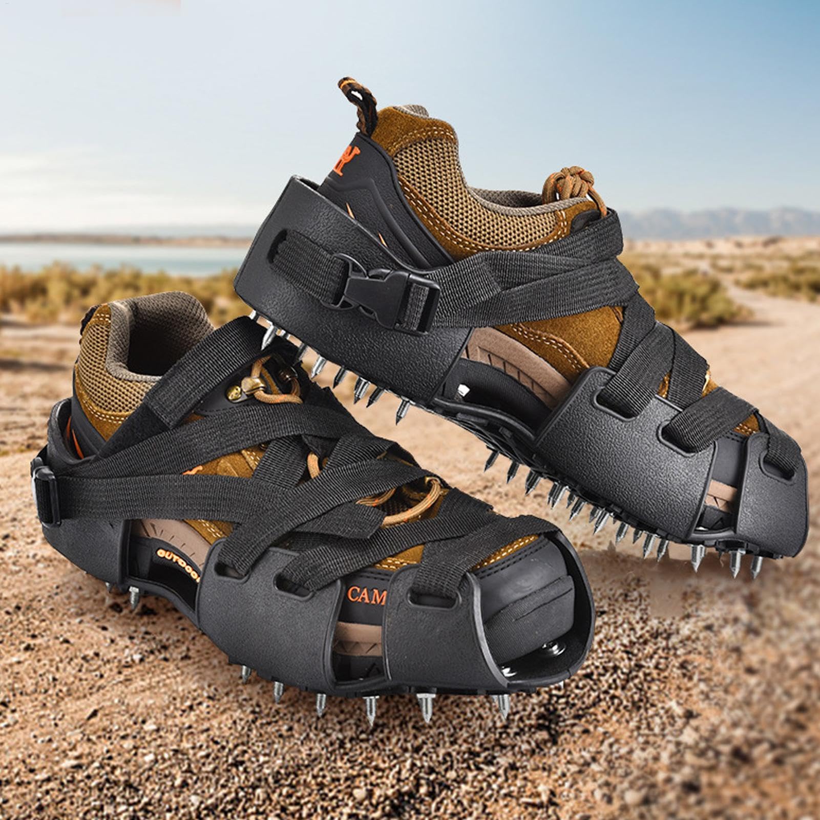 Crampons pour bottes de randonnée 32 Pointes Antidérapantes | Traction Agressive Neige Glace Pour marche, escalade, pêche, alpinisme, course neige, hommes femmes jeunes, bottes