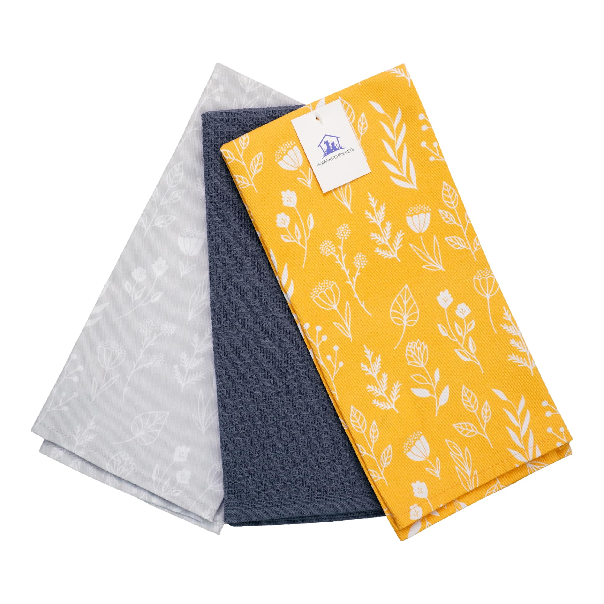 Home-Kitchen-Pets Mustard Tea Towels For Kitchen – Pack Of 3 Cotton Linen Dish Towels, Absorbent Cooking & Bbq Cloths, Farmhouse Kitchen Towels For Drying Dishes, Baking & Gifting (Mustard)