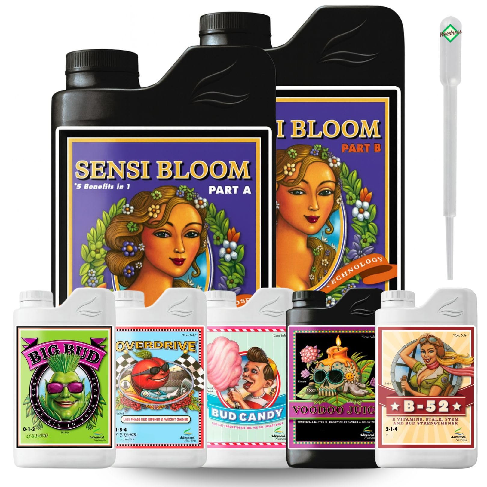 Weedness Advanced Nutrients Einsteiger Set Bloom Dünger - Grow Anbau Indoor Outdoor Garten Pflanzen Blumen Mineralisch Flüssig