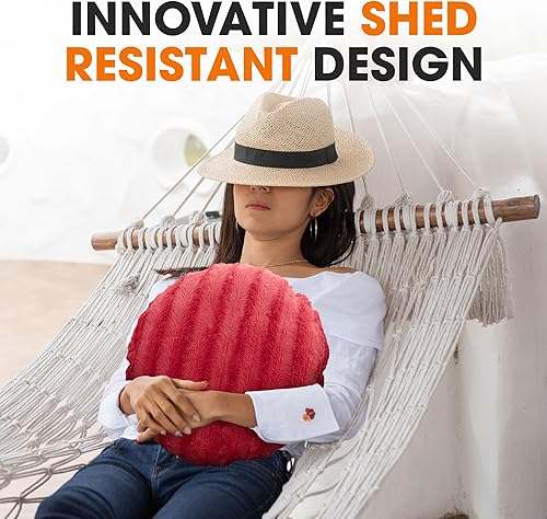 Miniatura 5 de Cheer Collection Almohadas de piel sintética, decorativas, redondas, para sofá y cama, lavables a máquina, 18 pulgadas, color granate (juego de 2)