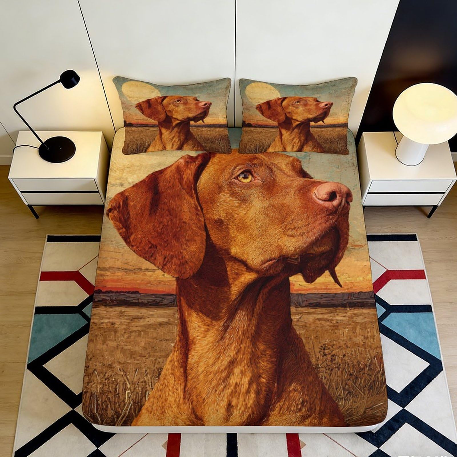 Decorative Dog Print Fitted Sheet, Microfiber Soft Touch, 3D Printed Bed Cover for Bedroom Guest Room, Wrinkle Resistant, Apartment Bedding, Easy Care, 106 chars 90x200x25cm