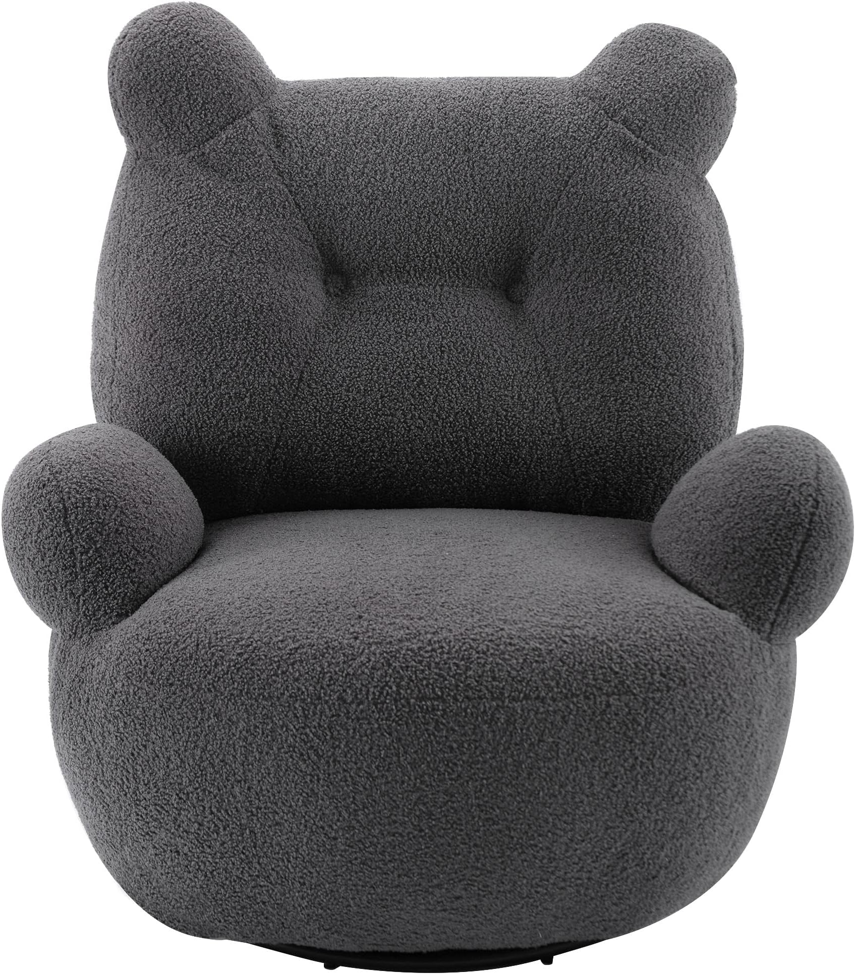 360 Degree Swivel Barrel Chair, Teddy Short Plush Particle Velvet Accent Armchair for Living Room, Hotel, Bedroom, Office, Lounge (Dark Gray)