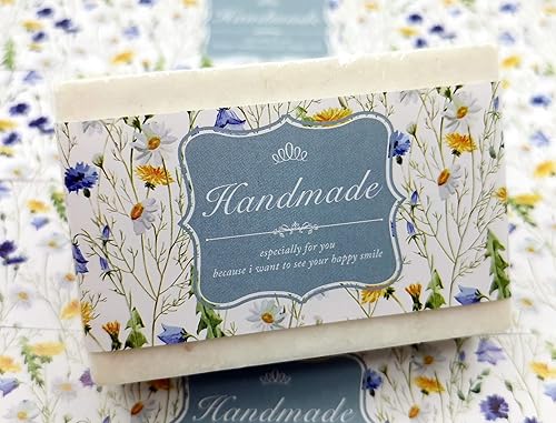 ZZYBIA Cinta de papel envolvente para barra de jabón casera, productos hechos a mano, 20 piezas (horizontal - cuadros menta)