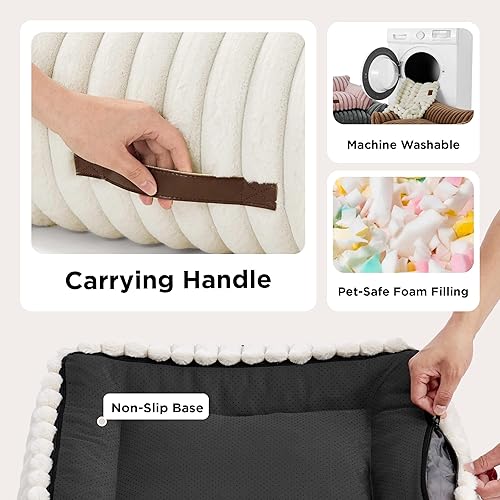 Miniatura 5 de Bedsure Lindo sofá para gatos para mascotas, camas esponjosas para gatos con vellón de pana suave de alta calidad, camas mullidas para gatos de