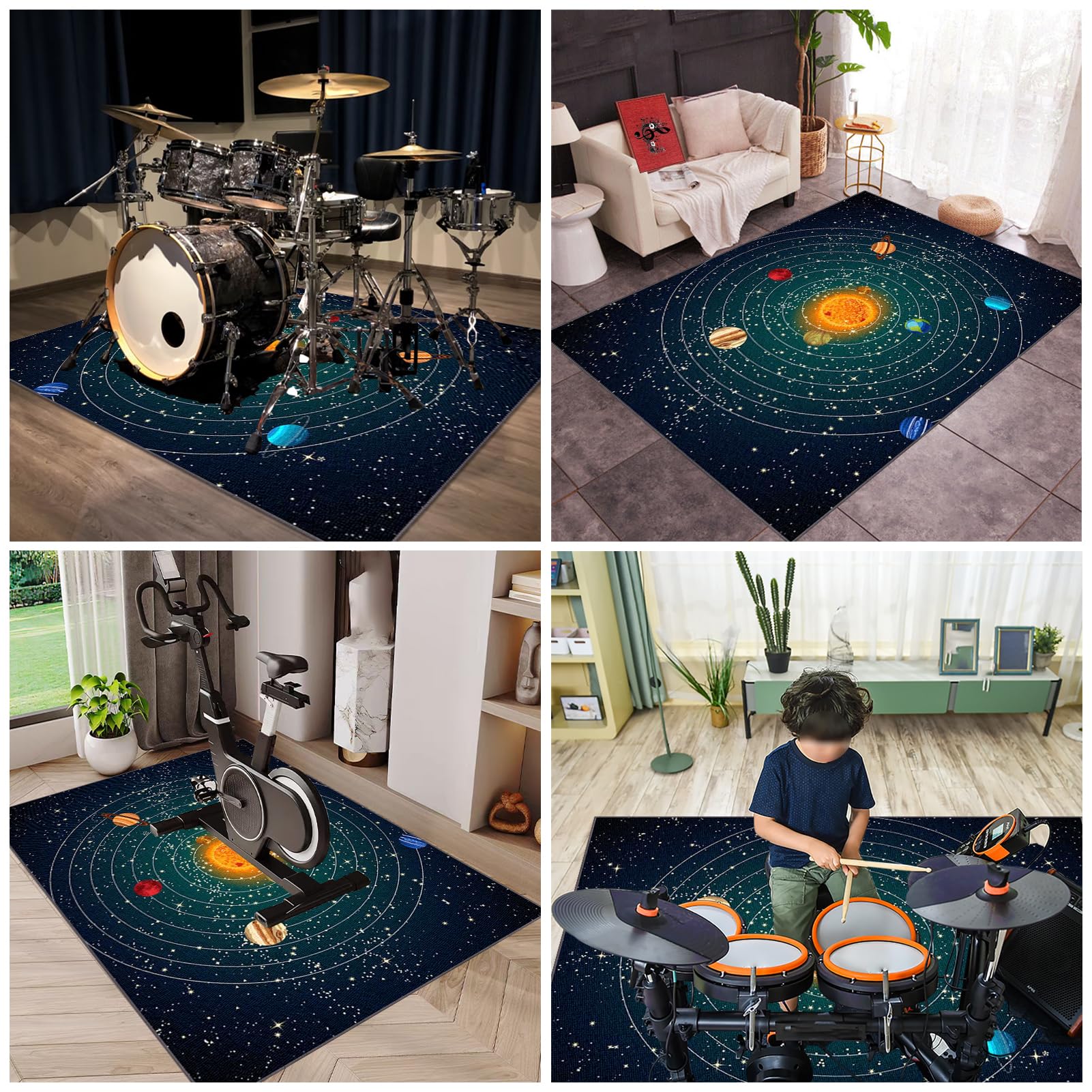 Tappetino per Batteria Elettronica, Tappeto Professionale per Batteria e Strumenti a Percussione Elettronici, Tappeto Drum Carpet Tappeto a Tamburo per Grancassa, Tamburo Rullante 120 x 100 cm
