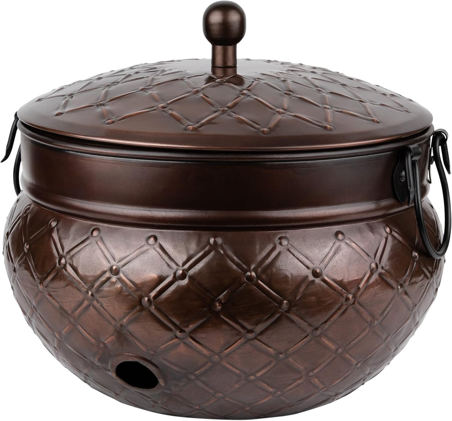 LifeSmart Garden Hose Pot Storage Holder with Copper Accents 16 x 12 Inches | Heavy Duty Water Hose Hider | Holds 150 ft Hose Outdoor and Indoor Use