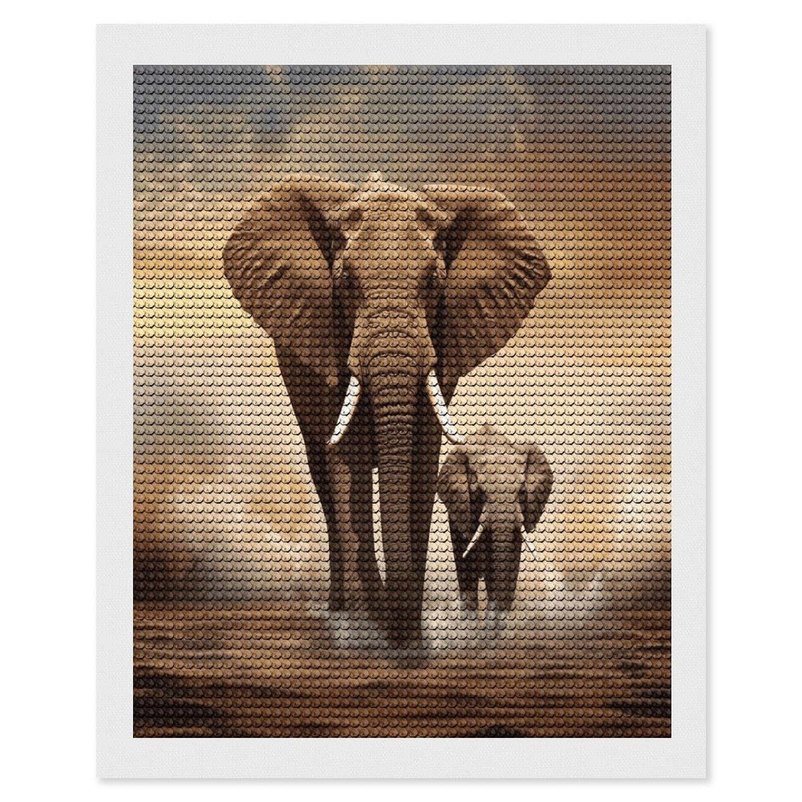 JTREHY Elephant and Baby Elephant Diamond Art Kits Personalized DIY Round Diamond Painting Kits for Beginner Full Drill Diamonds Dots Paintings for Adults Gem Art Crafts Home Decor